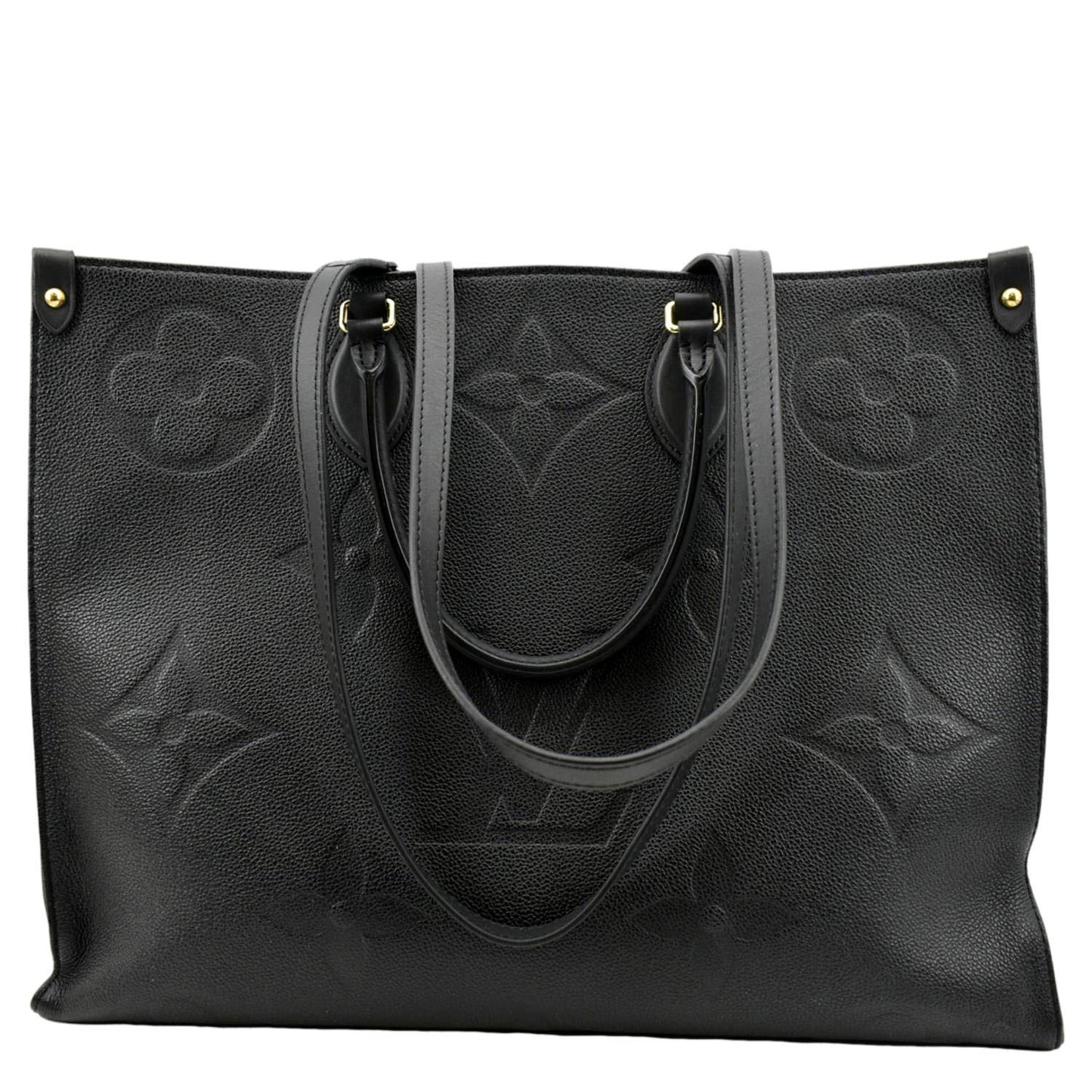 LOUIS VUITTON Onthego GM Monogram Empreinte Leather Tote Bag Black