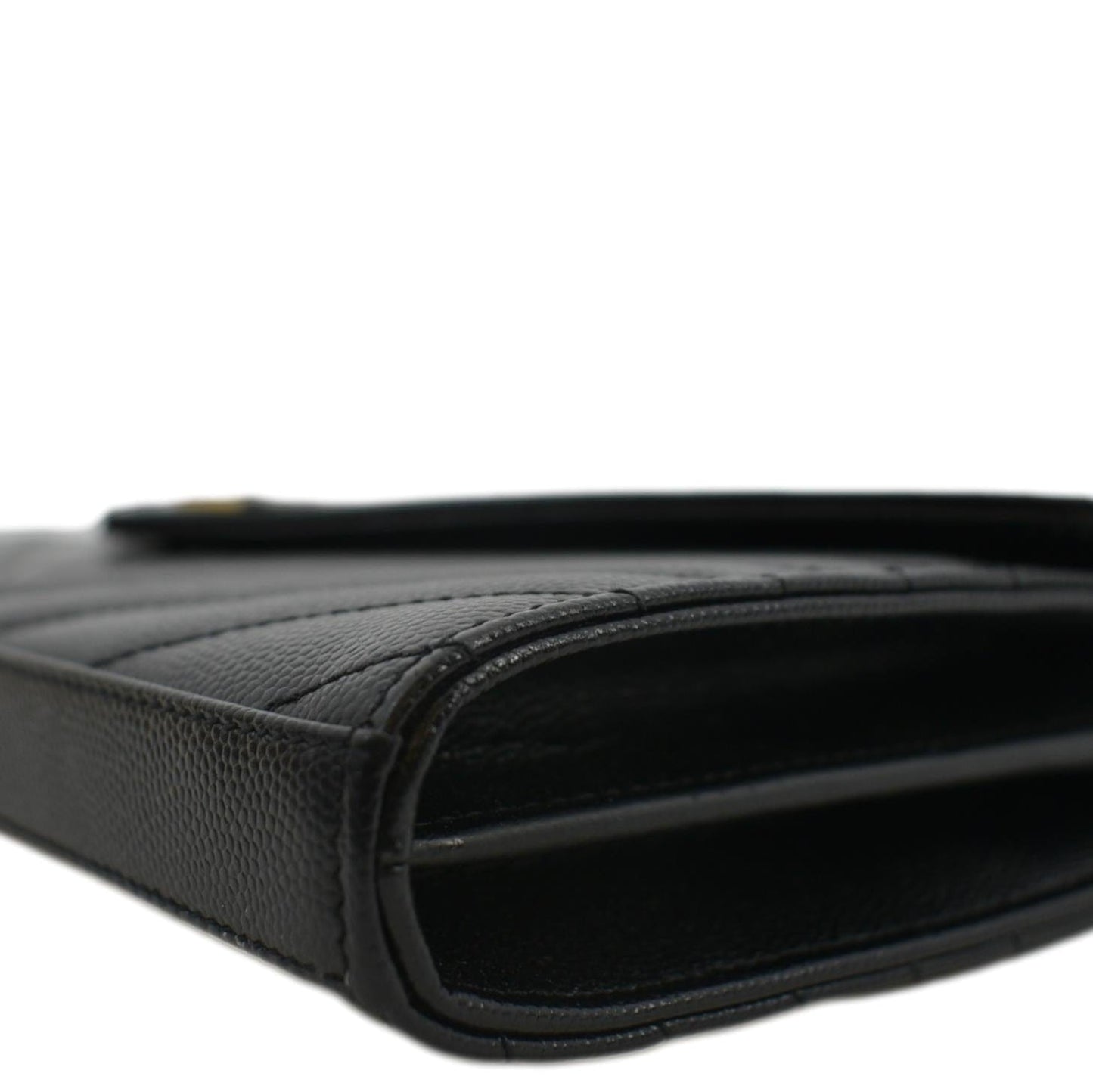 YVES SAINT LAURENT Cassandre Chain Wallet Leather Crossbody Bag Black