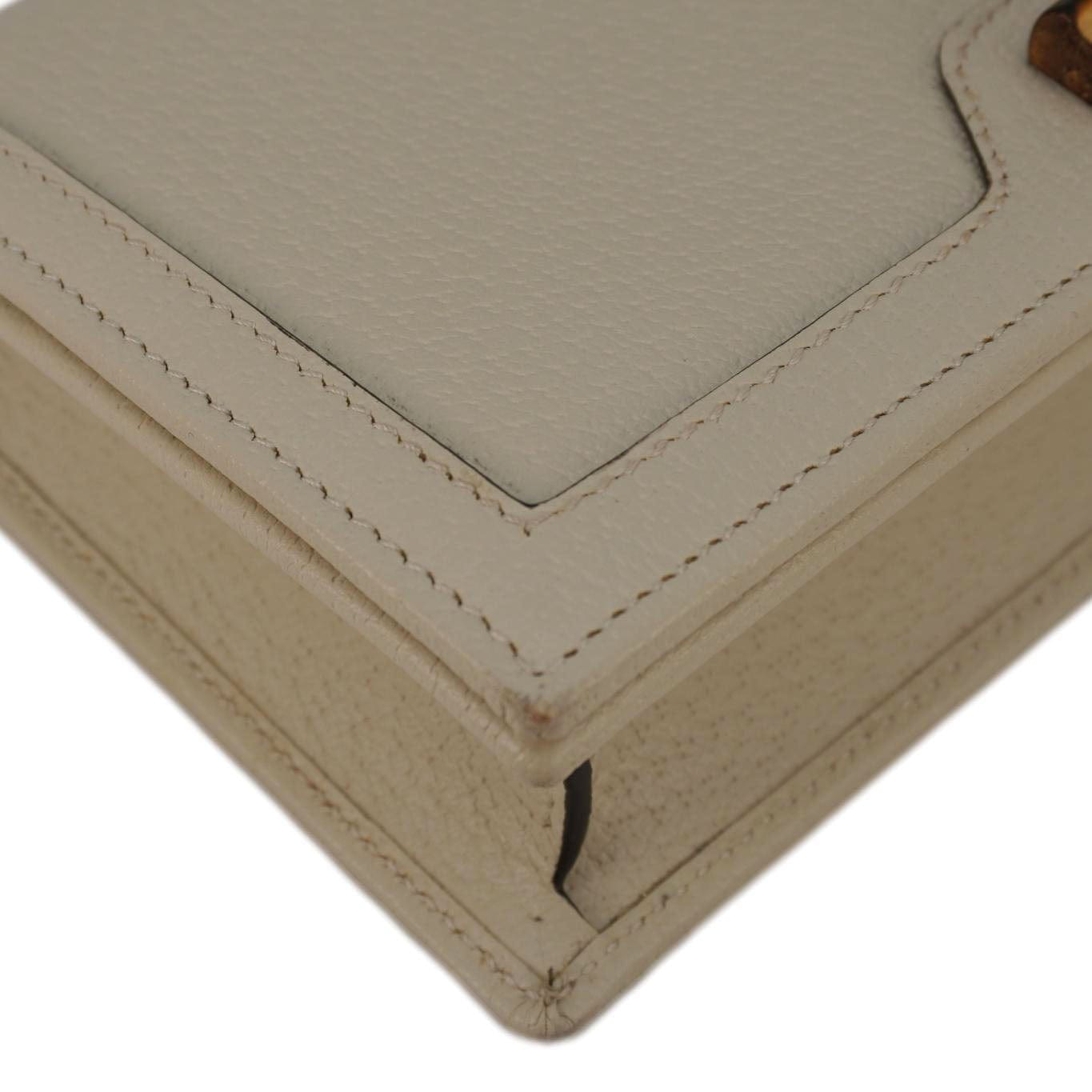 GUCCI Diana Bamboo Mini Leather Shoulder Bag White 696817
