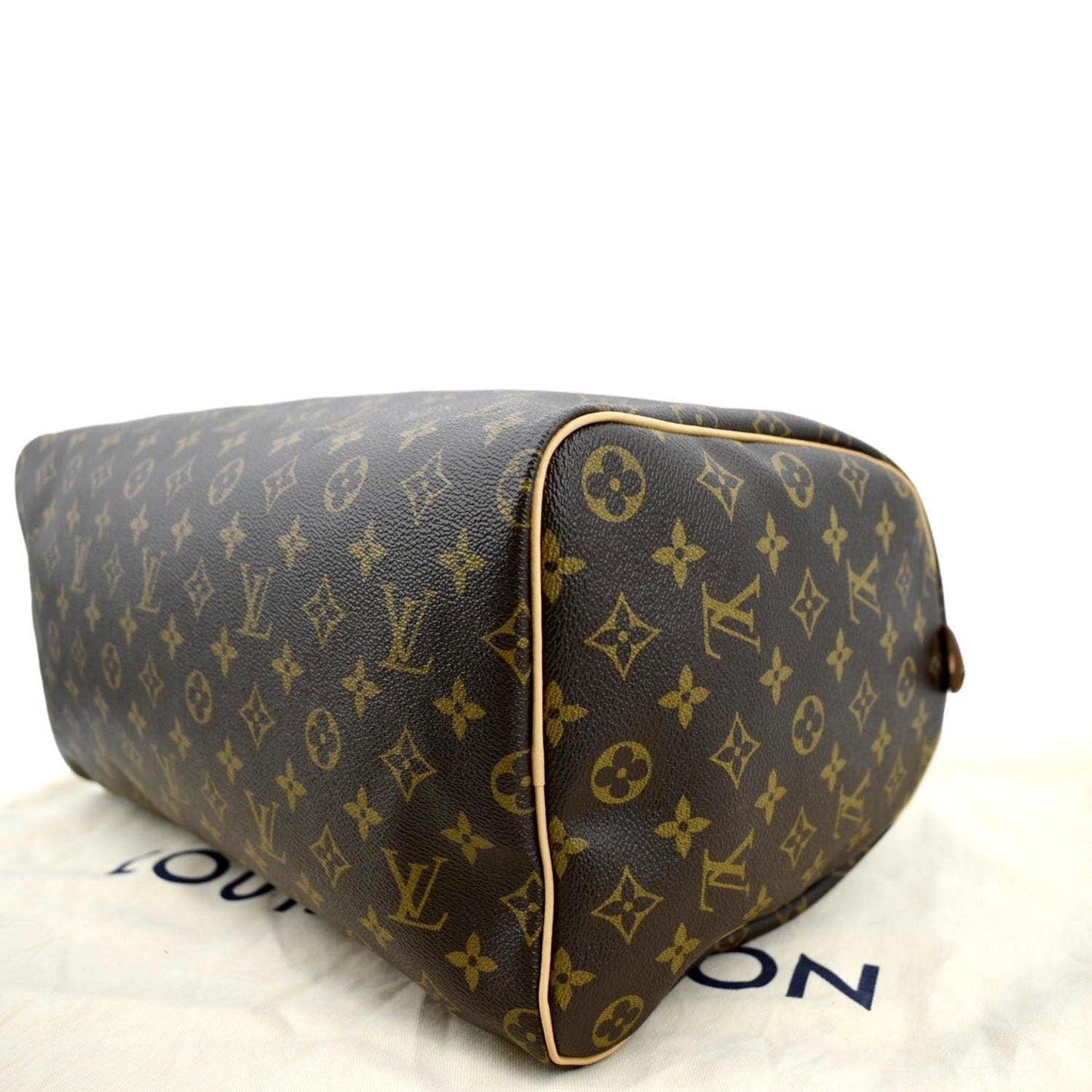 LOUIS VUITTON Speedy 40 Monogram Canvas Satchel Bag Brown
