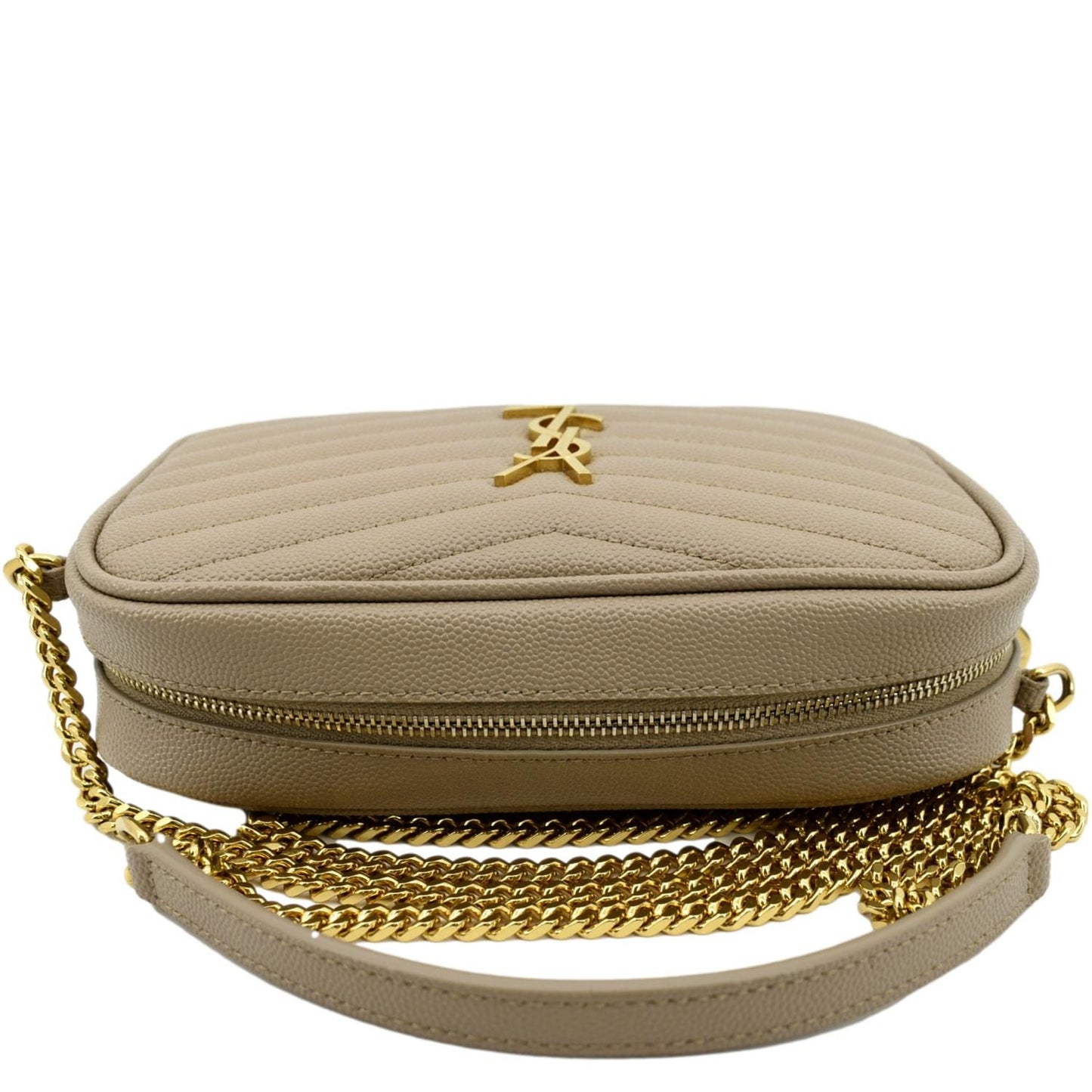 YVES SAINT LAURENT Mini Lou Grain De Poudre Camera Bag Beige