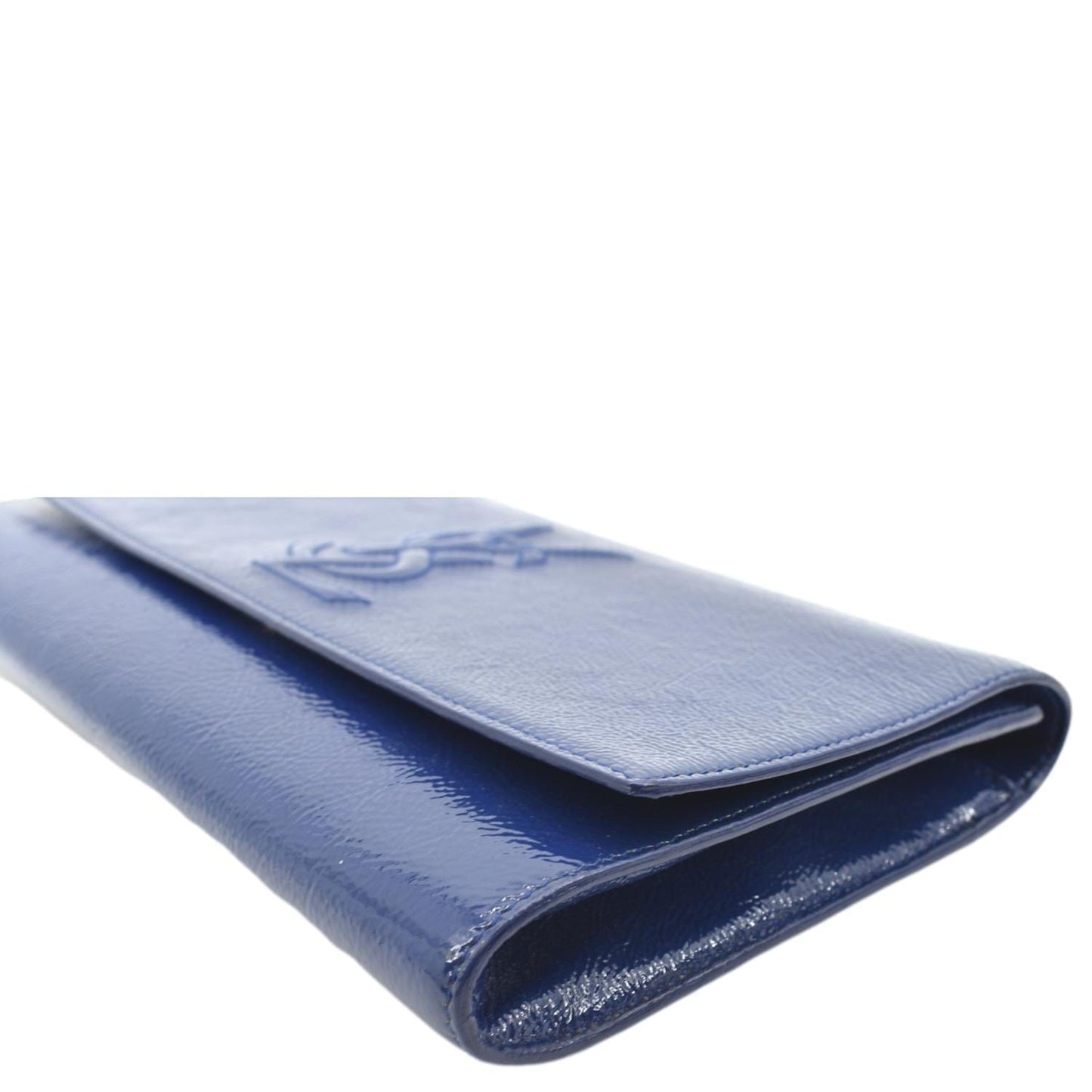 YVES SAINT LAURENT Belle de Jour Leather Clutch Bag Blue