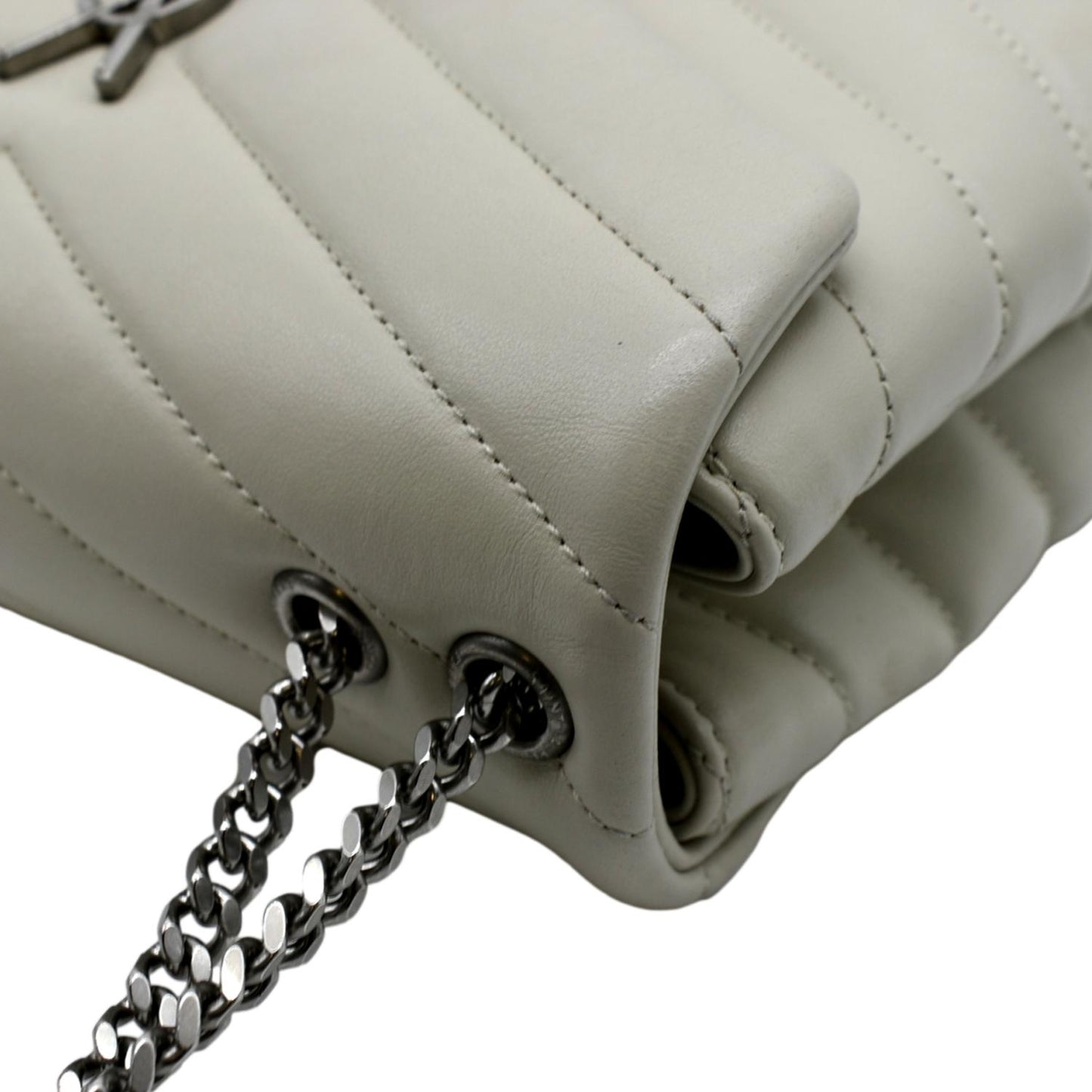 YVES SAINT LAURENT Loulou Toy Quilted Leather Crossbody Bag Ivory