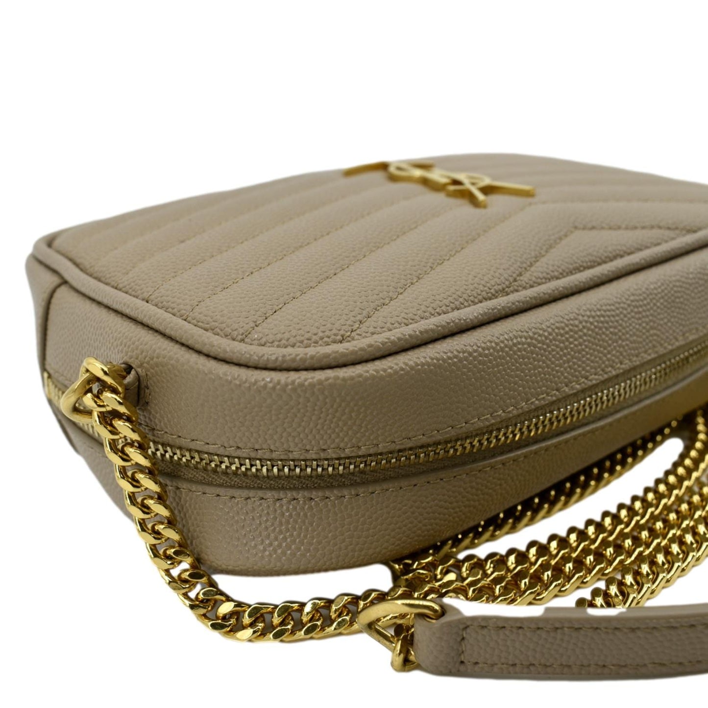 YVES SAINT LAURENT Mini Lou Grain De Poudre Camera Bag Beige