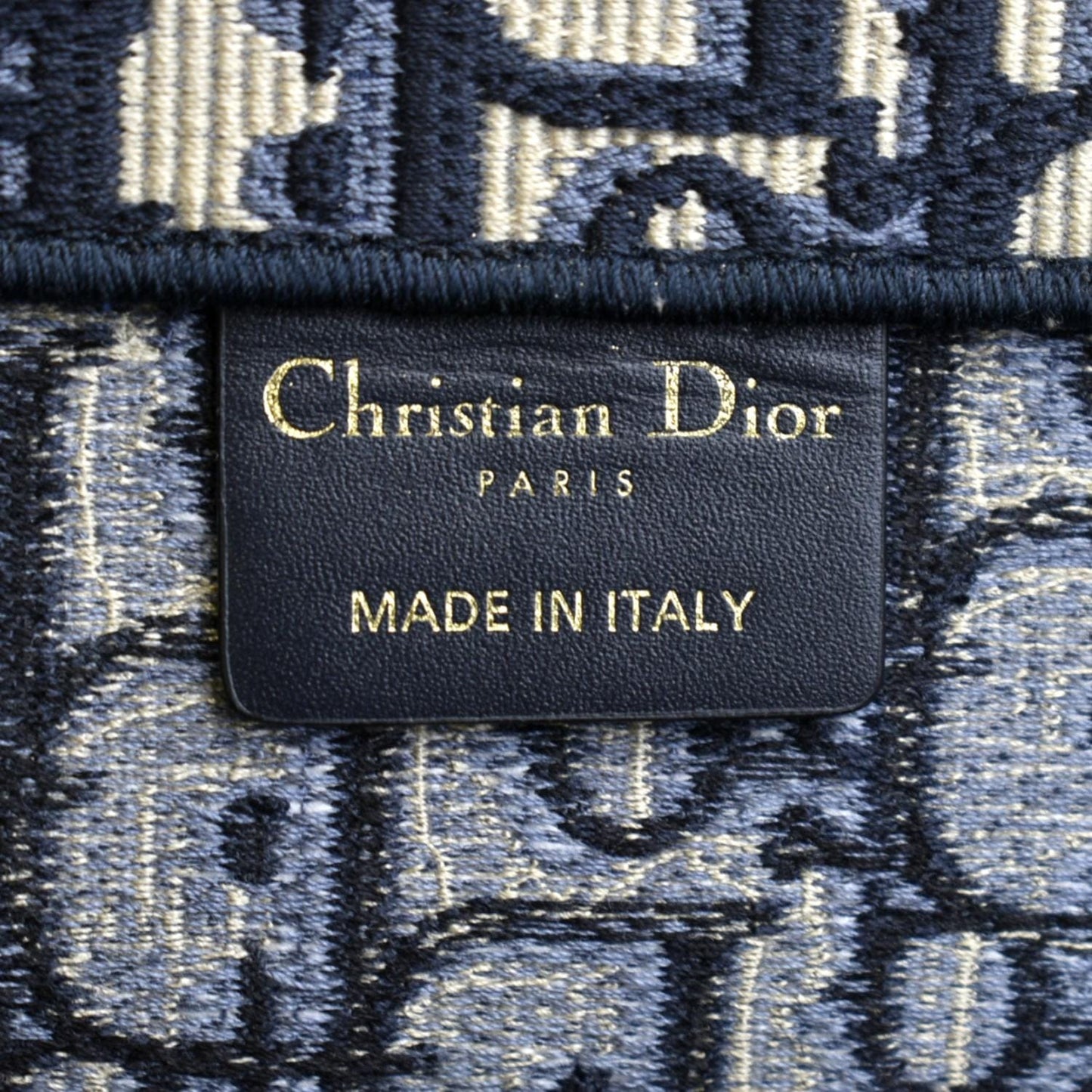 CHRISTIAN DIOR Book Small Oblique Embroidery Tote Bag Blue