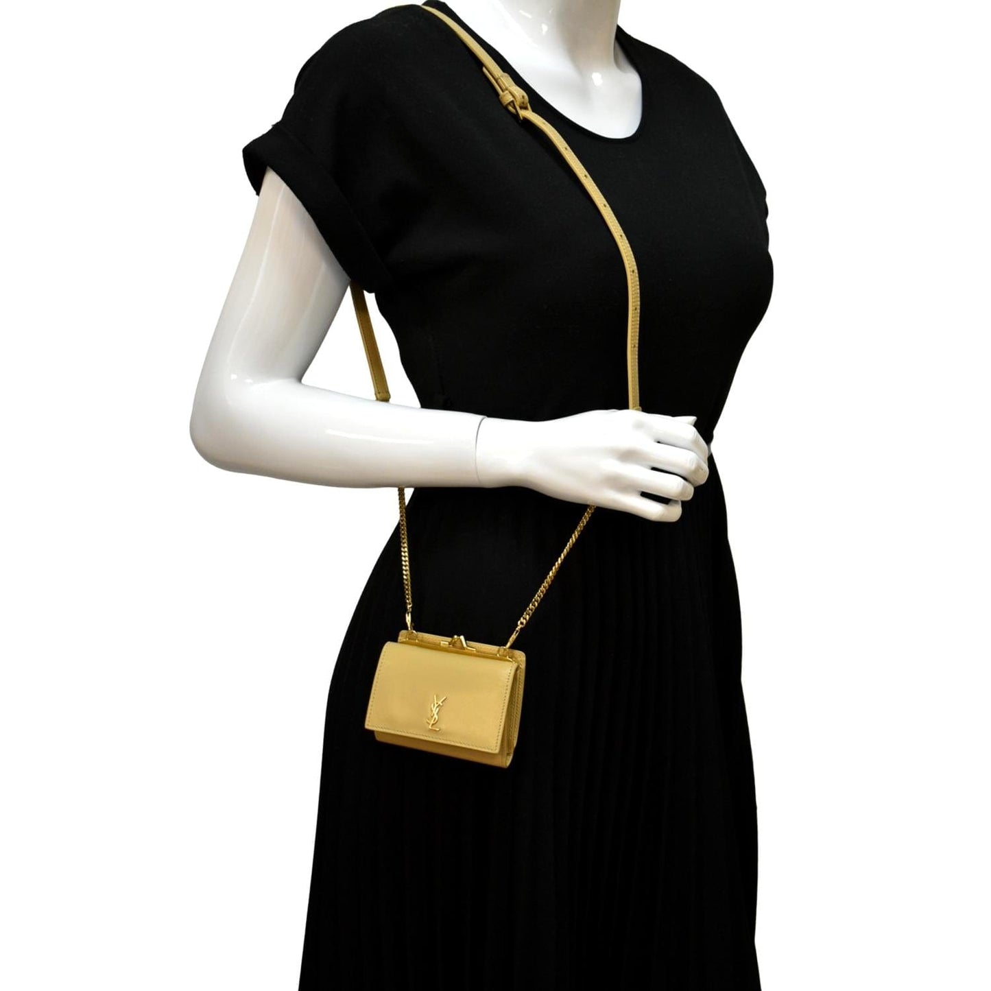 YVES SAINT LAURENT Rider Smooth Leather Shoulder Bag Beige