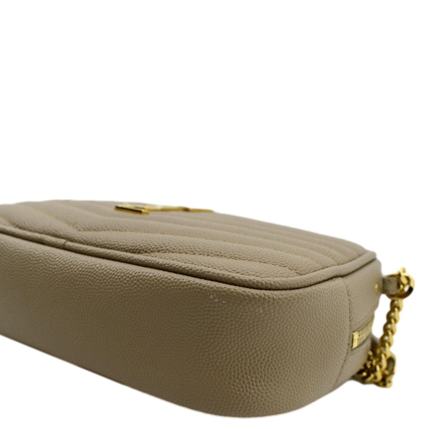 YVES SAINT LAURENT Mini Lou Grain De Poudre Camera Bag Beige
