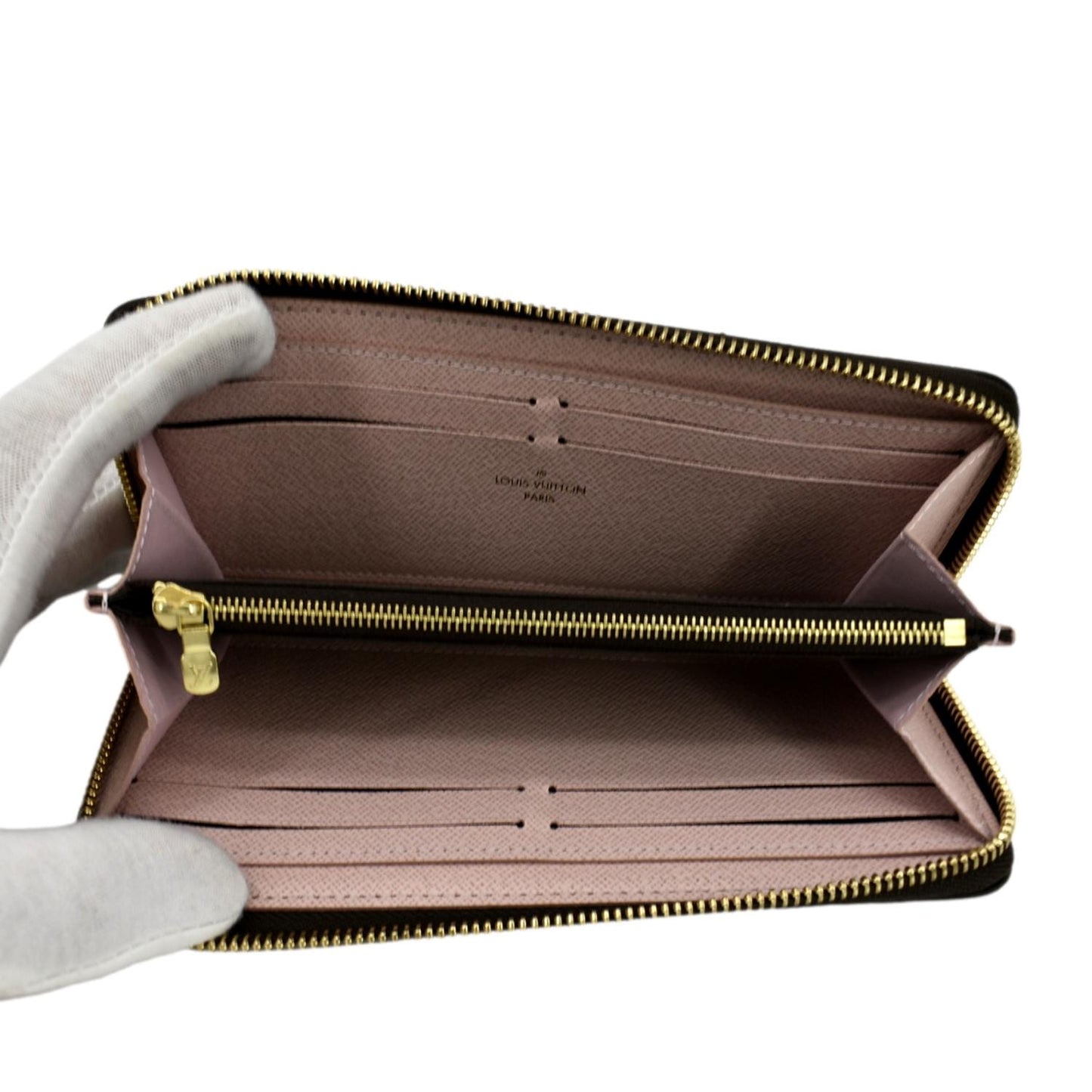LOUIS VUITTON Clemence Monogram Canvas Zippy Wallet Brown