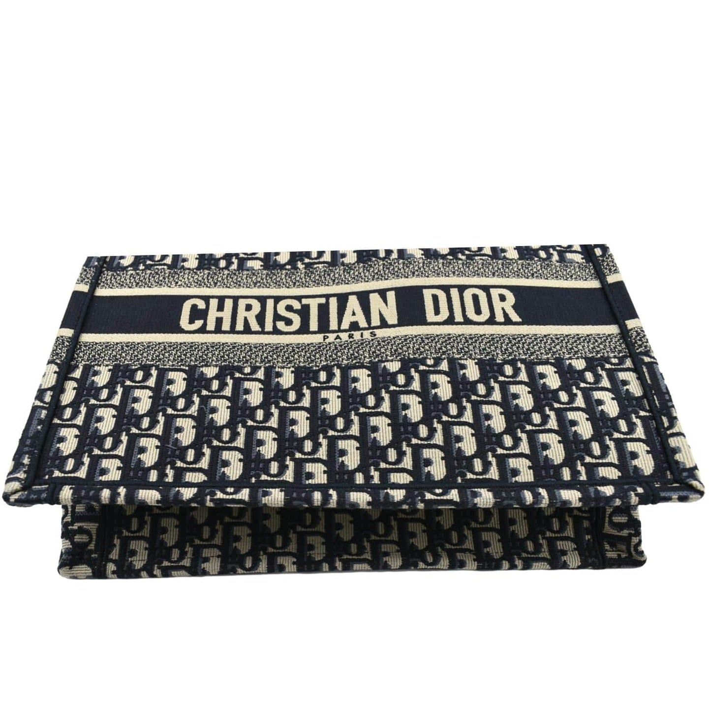 CHRISTIAN DIOR Book Small Oblique Embroidery Tote Bag Blue