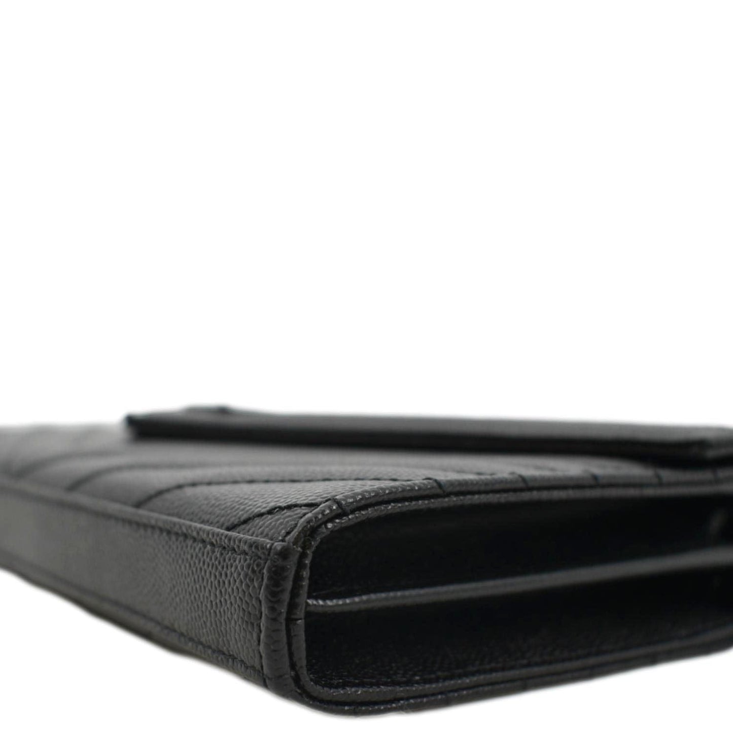 YVES SAINT LAURENT Cassandre Chain Wallet Leather Crossbody Bag Black