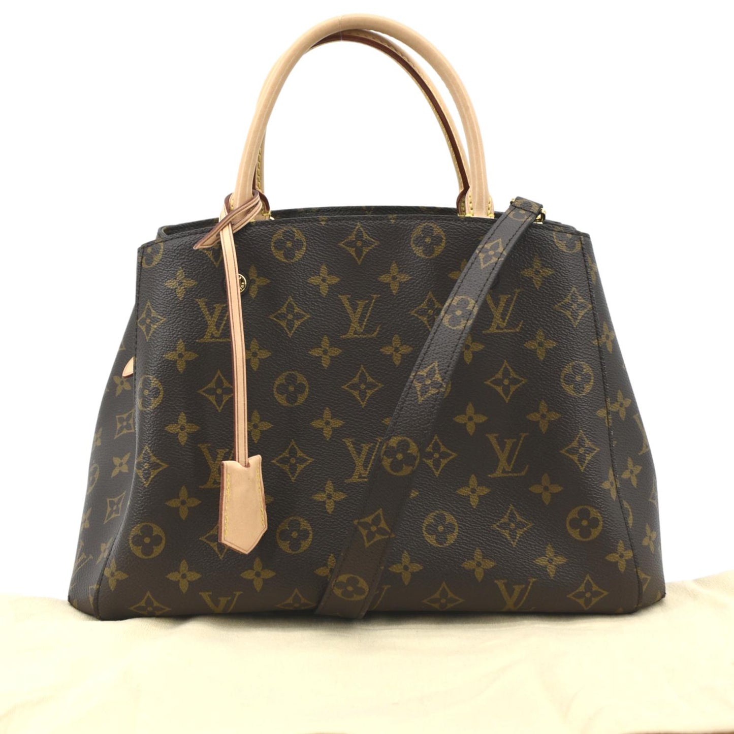 LOUIS VUITTON Montaigne MM Monogram Canvas Shoulder Bag Brown