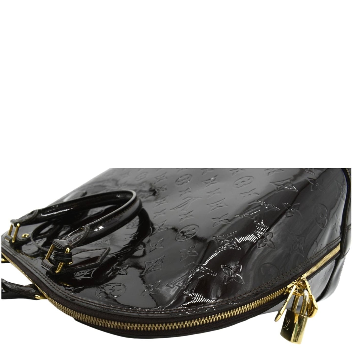LOUIS VUITTON Alma GM Monogram Vernis Leather Satchel Bag Amarante