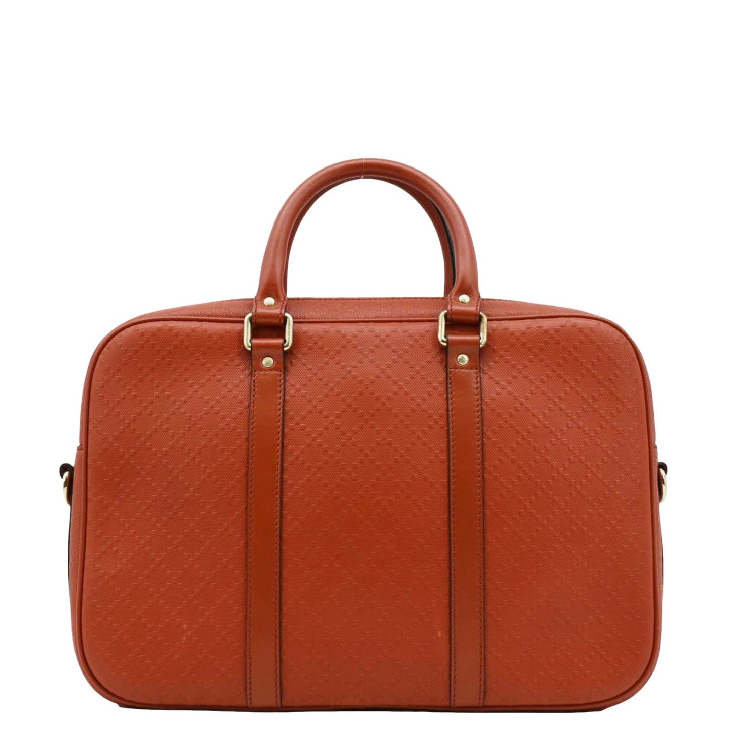 GUCCI Diamante Bright Leather Briefcase Travel Bag Orange 344357