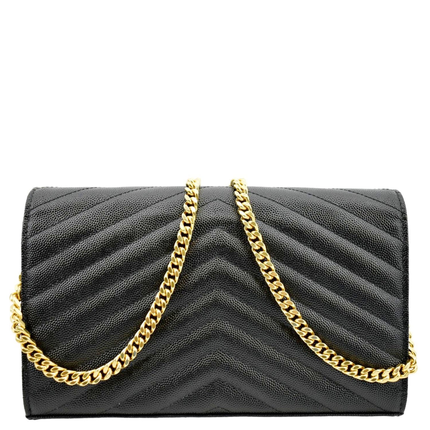 YVES SAINT LAURENT Cassandre Matelasse Chain Wallet Crossbody Bag Black