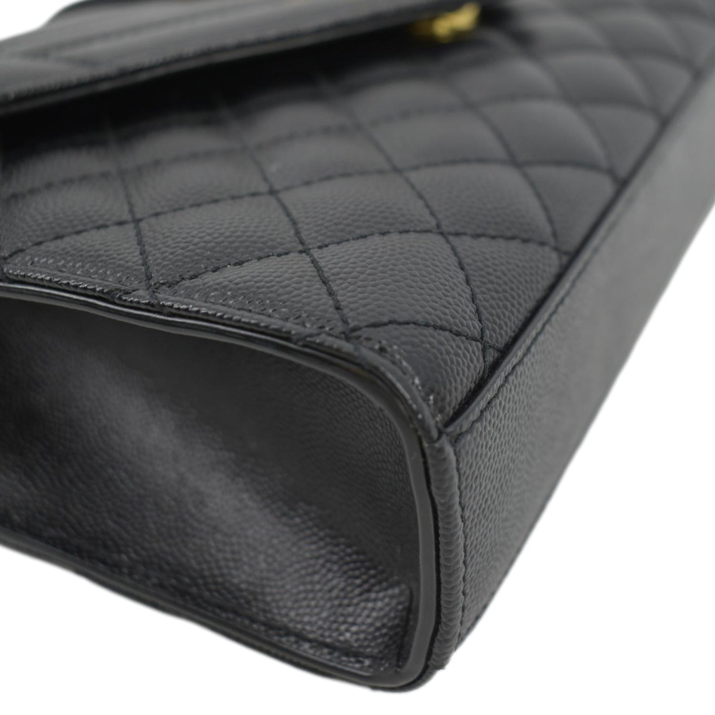 YVES SAINT LAURENT Envelope Flap Matelasse Leather Crossbody Bag Black