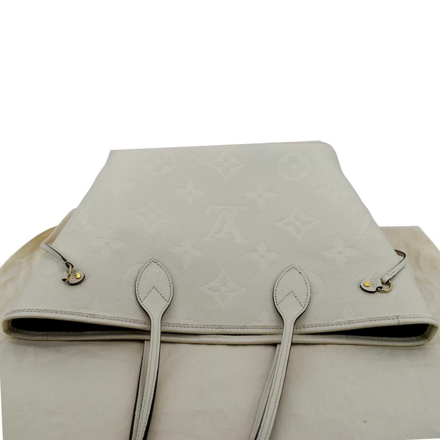LOUIS VUITTON Neverfull MM Monogram Empreinte Tote Bag Beige
