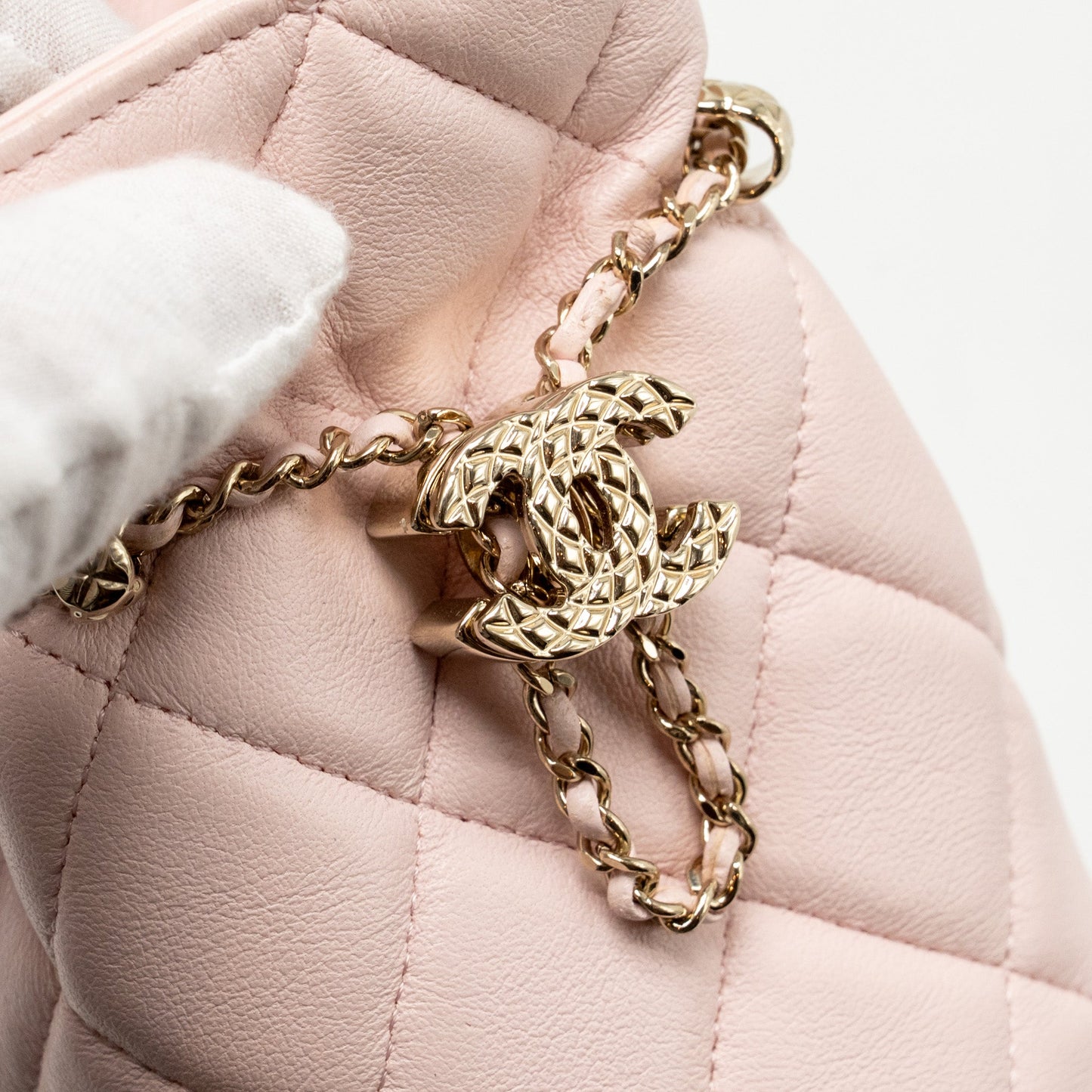 Chanel Mini Drawstring Bucket Bag Lambskin Pink L