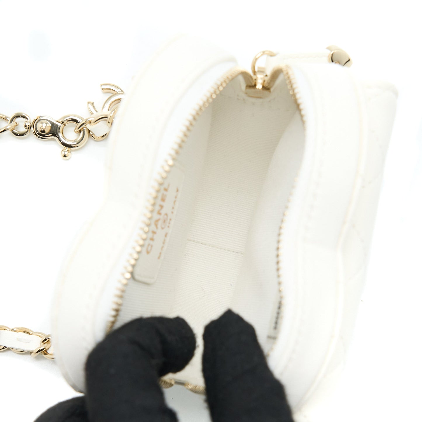 Chanel Heart Belt Bag Lambskin White L