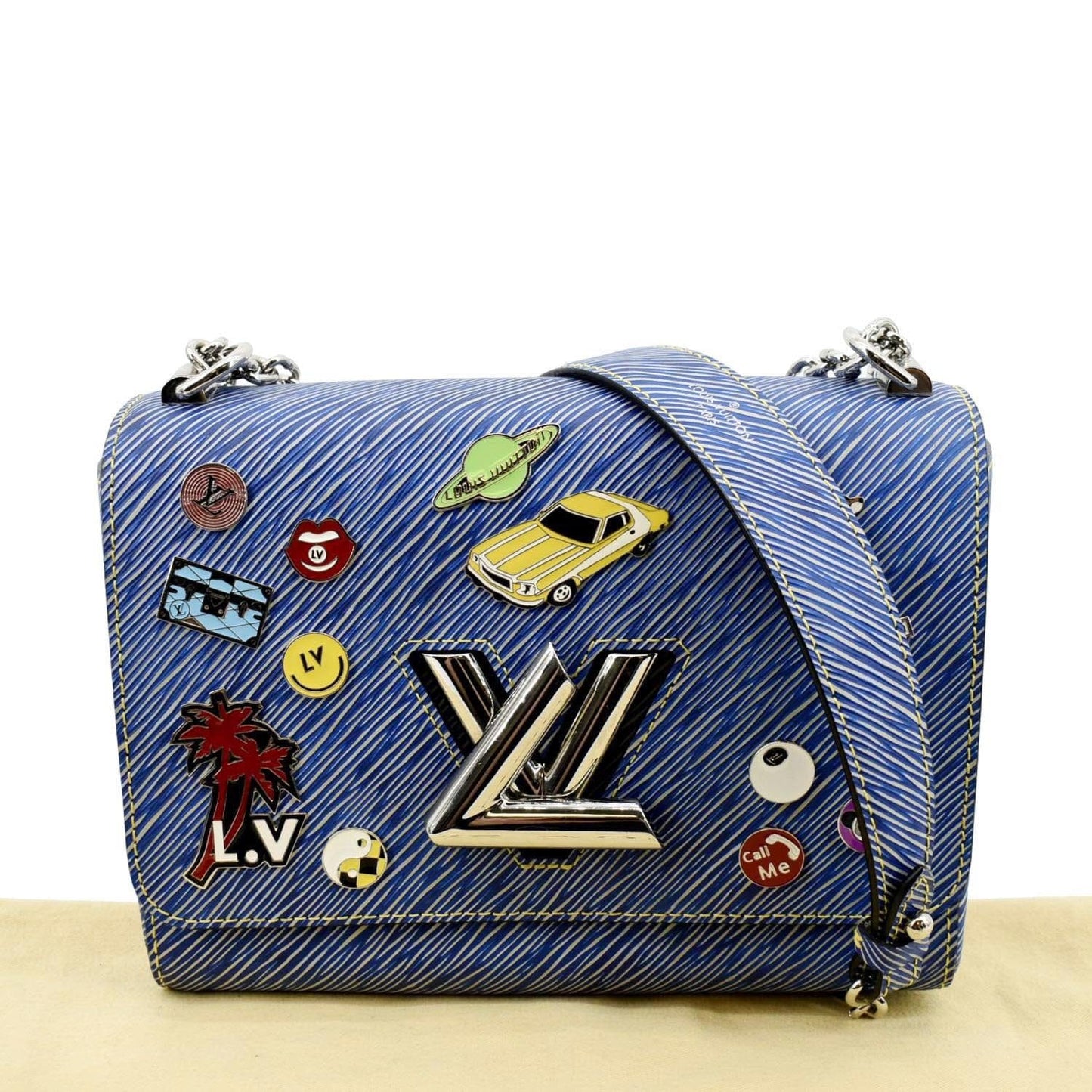 LOUIS VUITTON Twist Denim Charms Epi Leather Crossbody Bag Blue