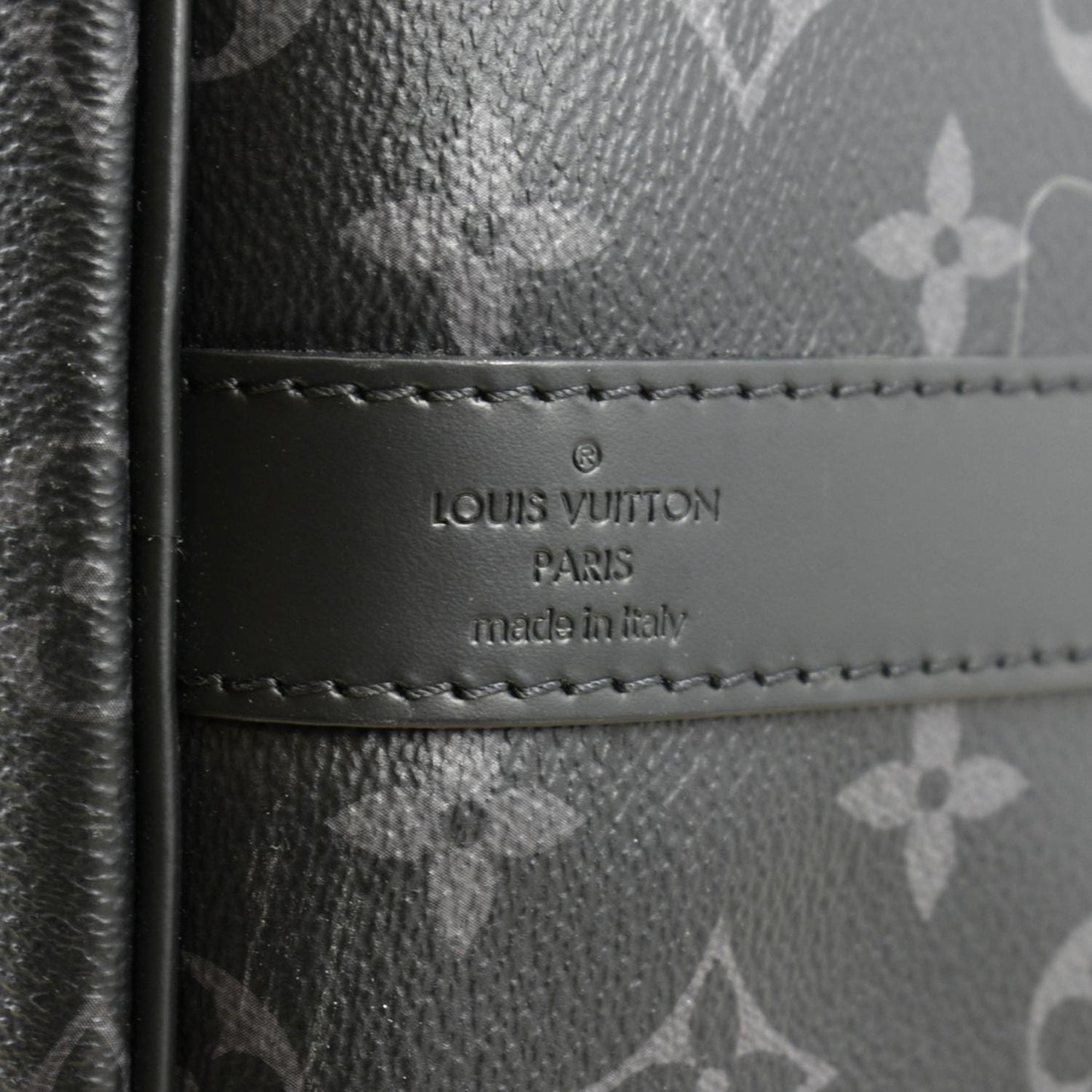 LOUIS VUITTON Keepall 55 Bandouliere Monogram Eclipse Travel Bag Black