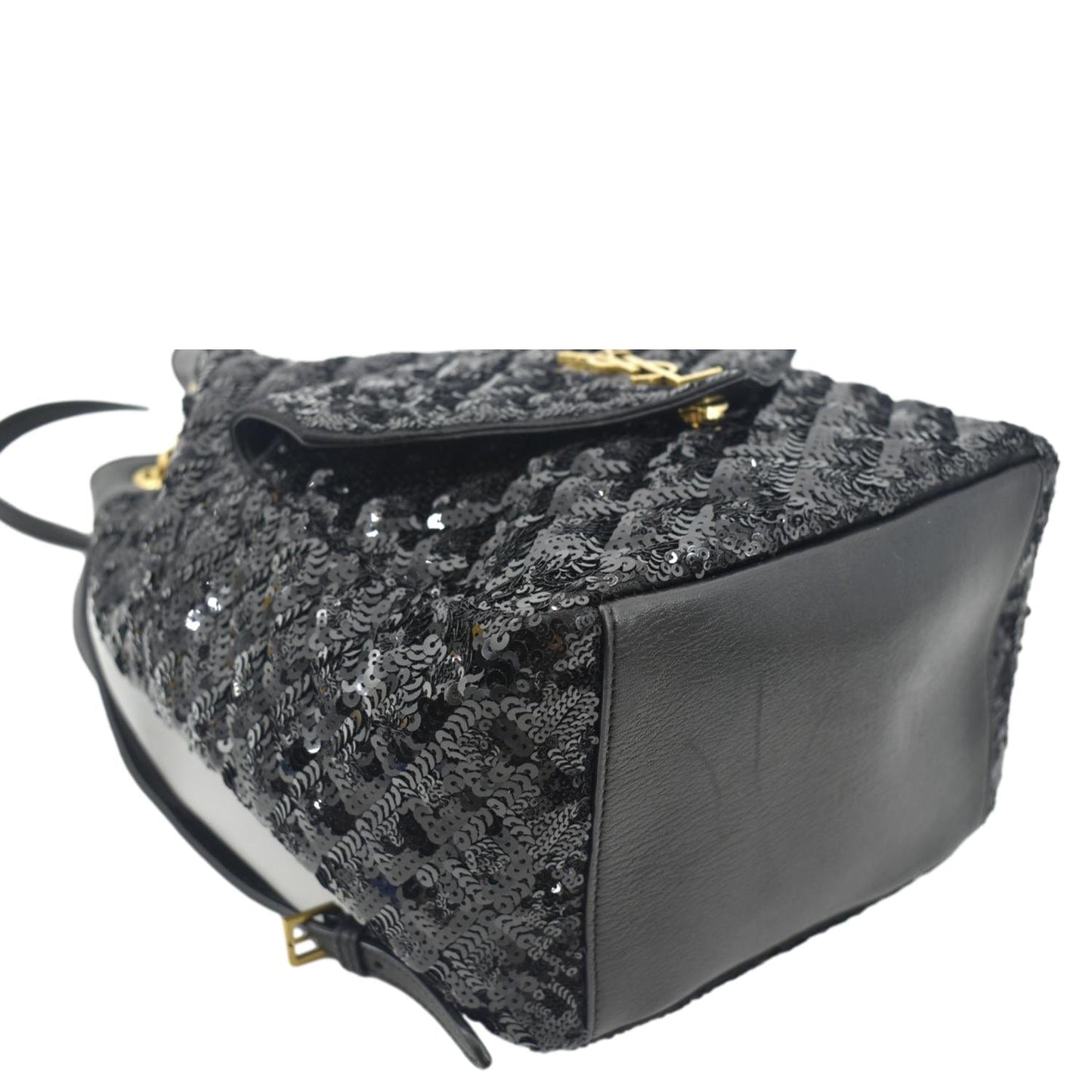 YVES SAINT LAURENT Sequin Leather Backpack Bag Black