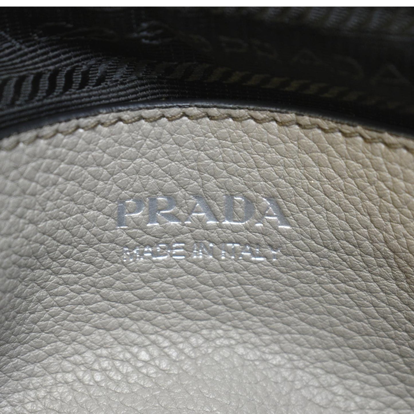 PRADA Flou Leather Shoulder Bag Grey