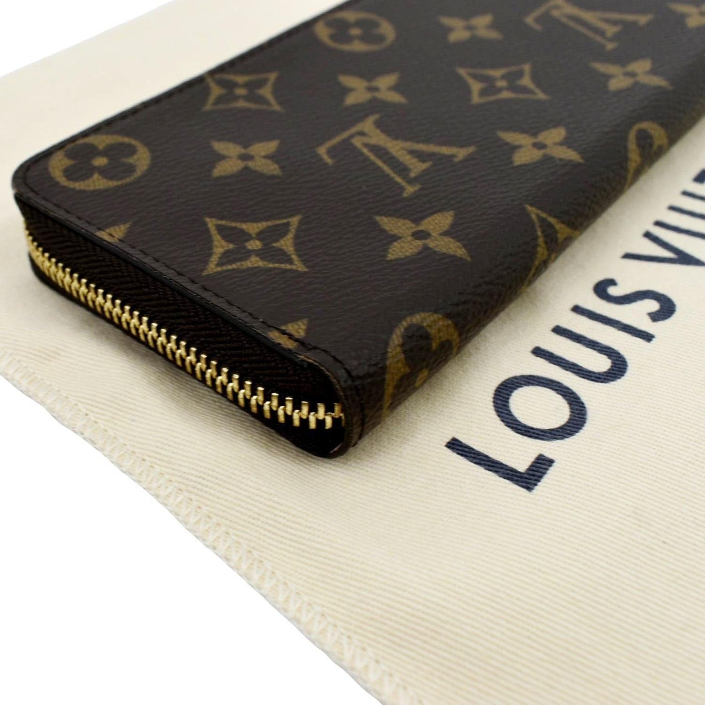 LOUIS VUITTON Clemence Monogram Canvas Zippy Wallet Brown