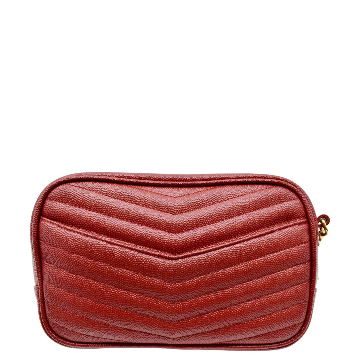 YVES SAINT LAURENT Small Lou Chevron Leather Camera Crossbody Bag Red