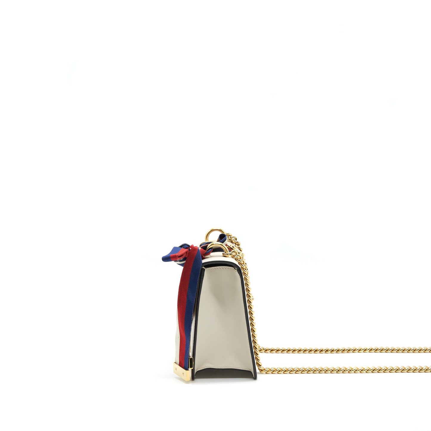 GUCCI SYLVIE MINI LEATHER CHAIN BAG IN WHITE