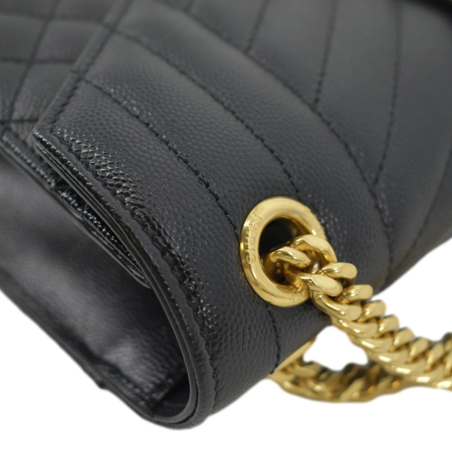 YVES SAINT LAURENT Envelope Flap Matelasse Leather Crossbody Bag Black