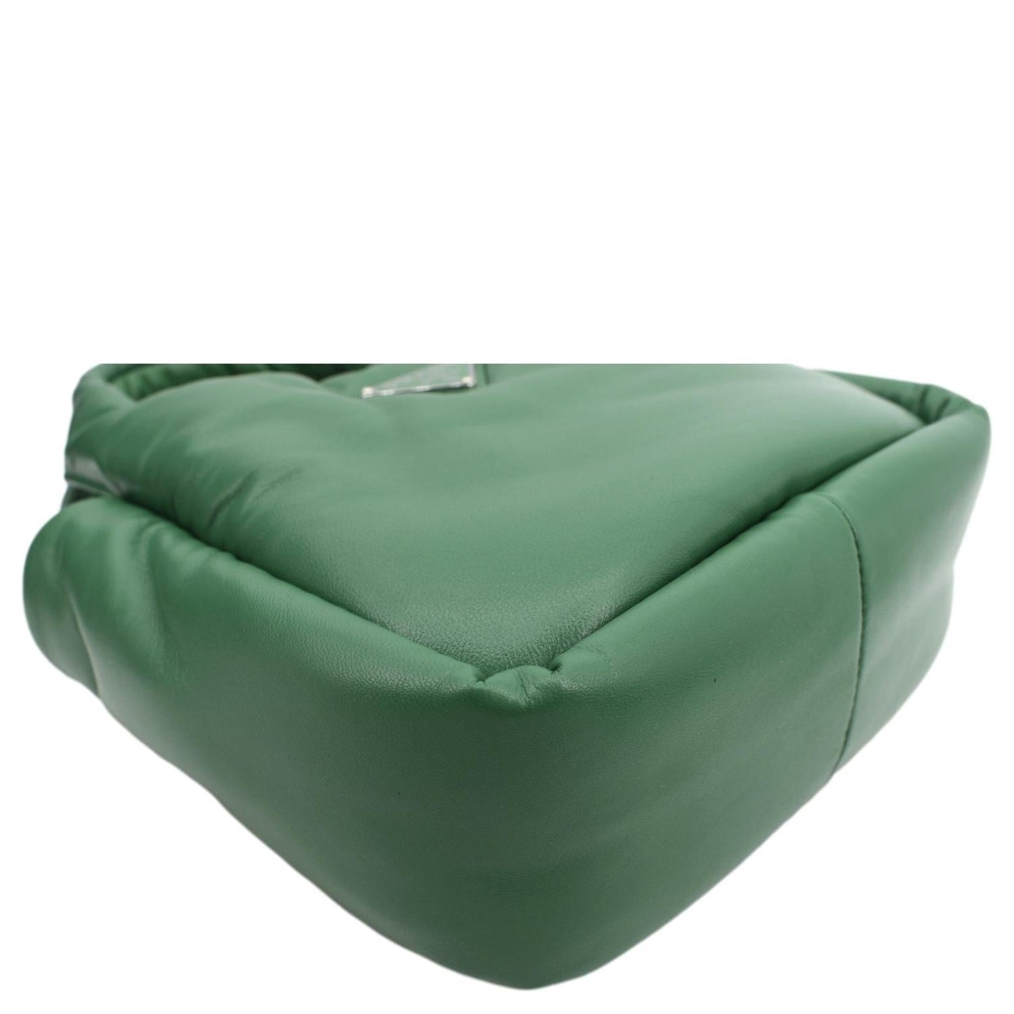 PRADA Small Padded Soft Leather Shoulder Bag Dark Green