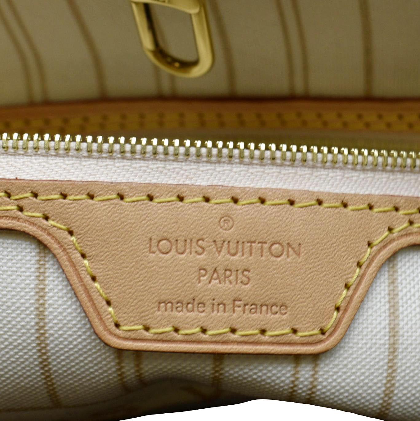 LOUIS VUITTON Neverfull MM Damier Azur Shoulder Bag White