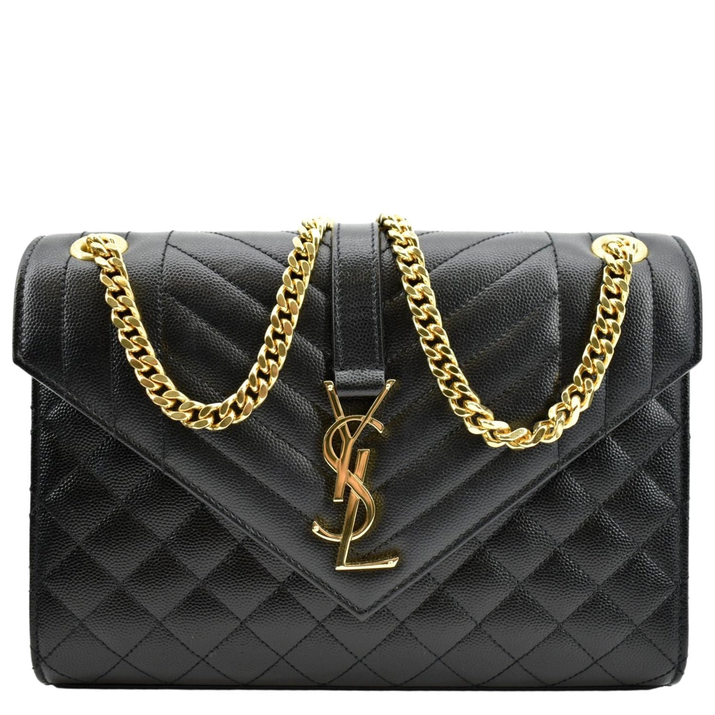YVES SAINT LAURENT Envelope Medium Matelasse Leather Crossbody Bag Black