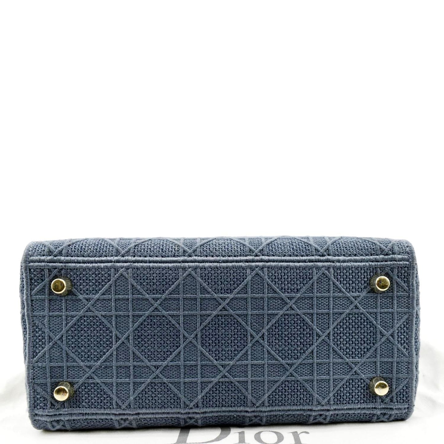 CHRISTIAN DIOR Lady D-Lite Embroidered Canvas Crossbody Bag Denim Blue