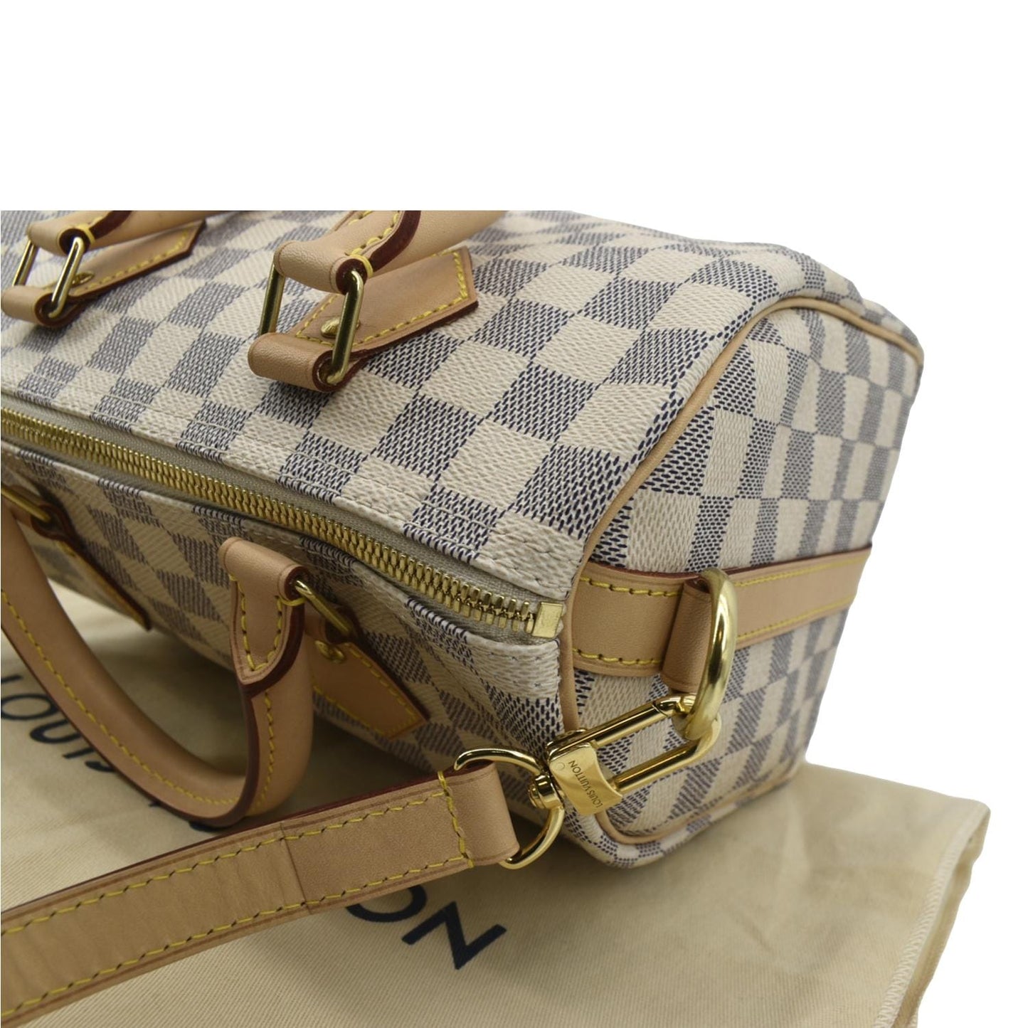 LOUIS VUITTON Speedy 25 Bandouliere Damier Azur Shoulder Bag White
