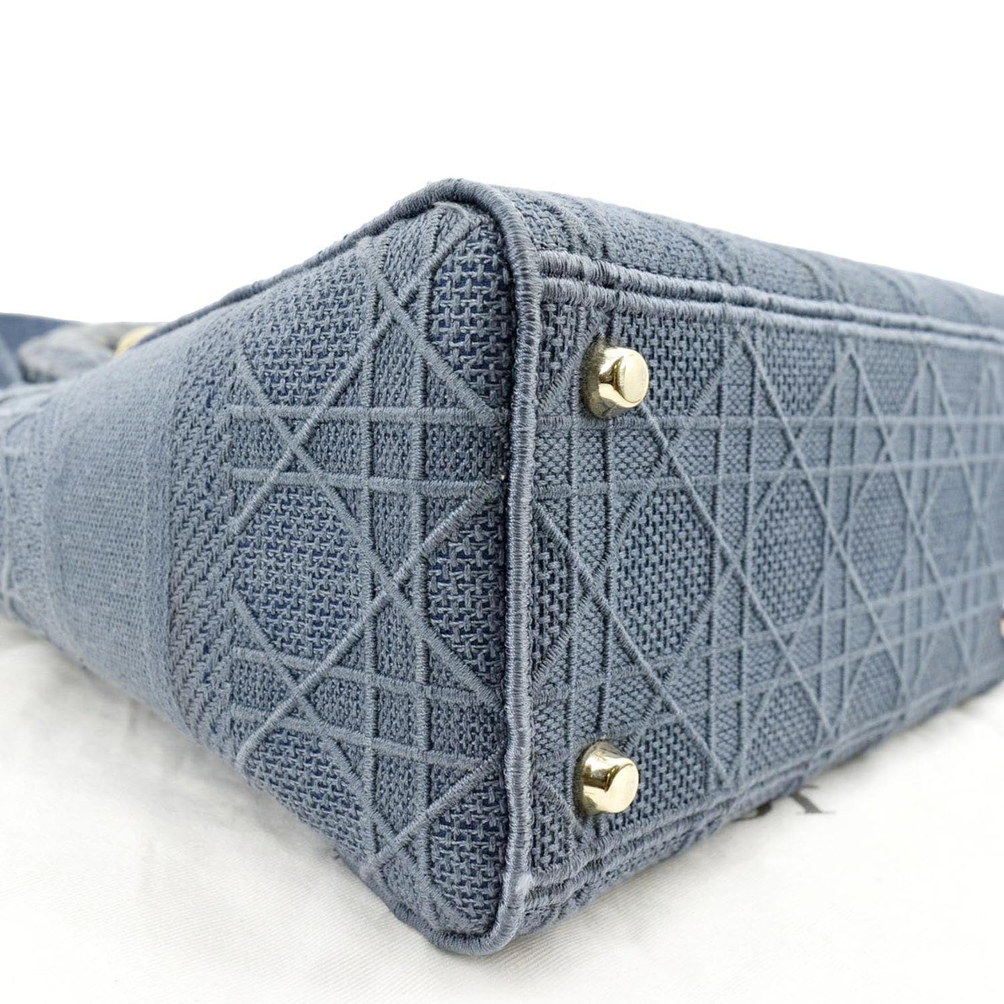 CHRISTIAN DIOR Lady D-Lite Embroidered Canvas Crossbody Bag Denim Blue