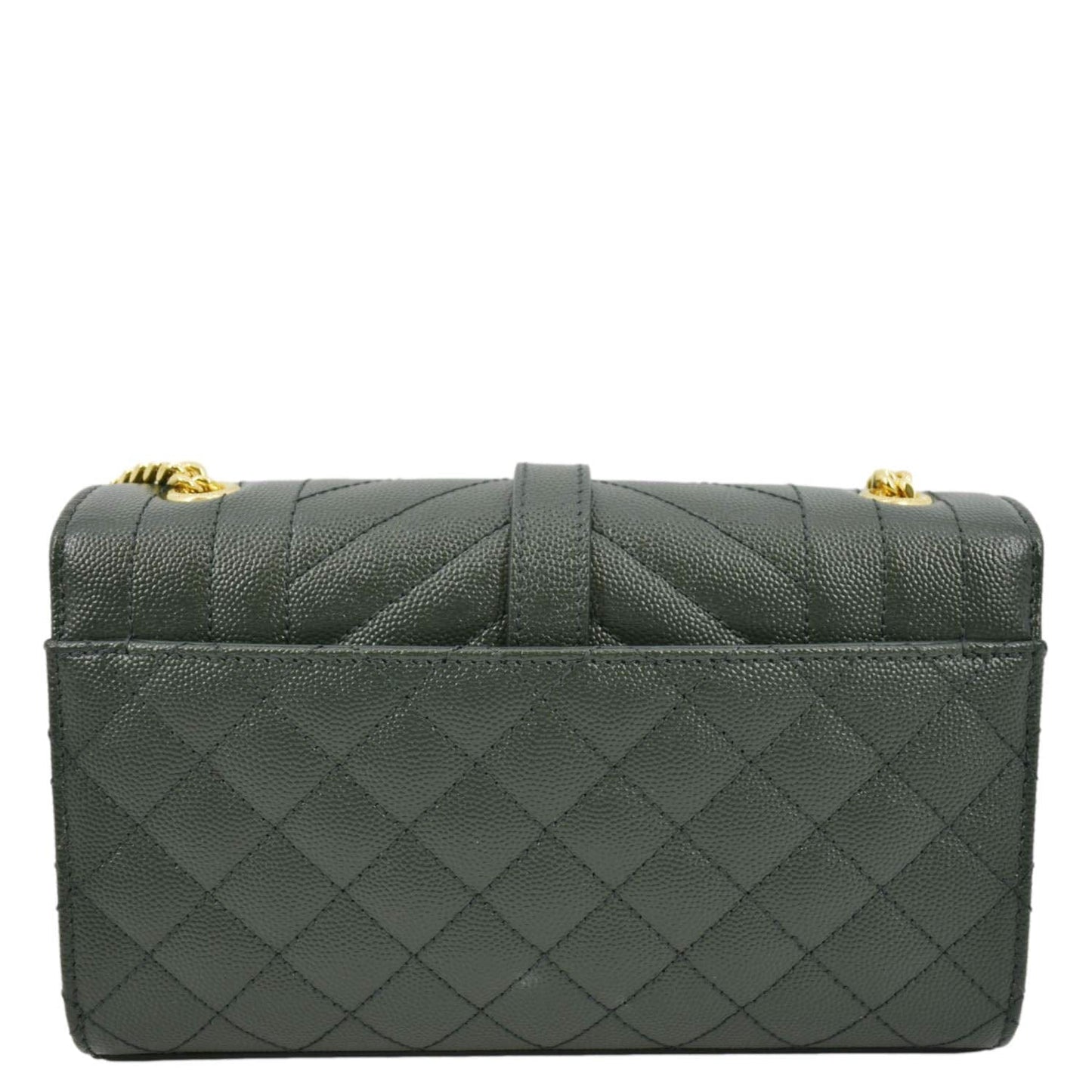 YVES SAINT LAURENT Small Envelope Matelassé Leather Shoulder Bag Green
