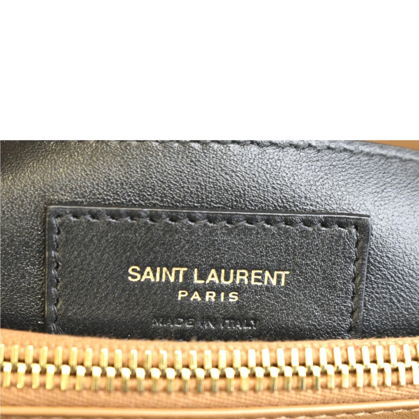 YVES SAINT LAURENT College Chevron Suede Shoulder Chain Bag Camel