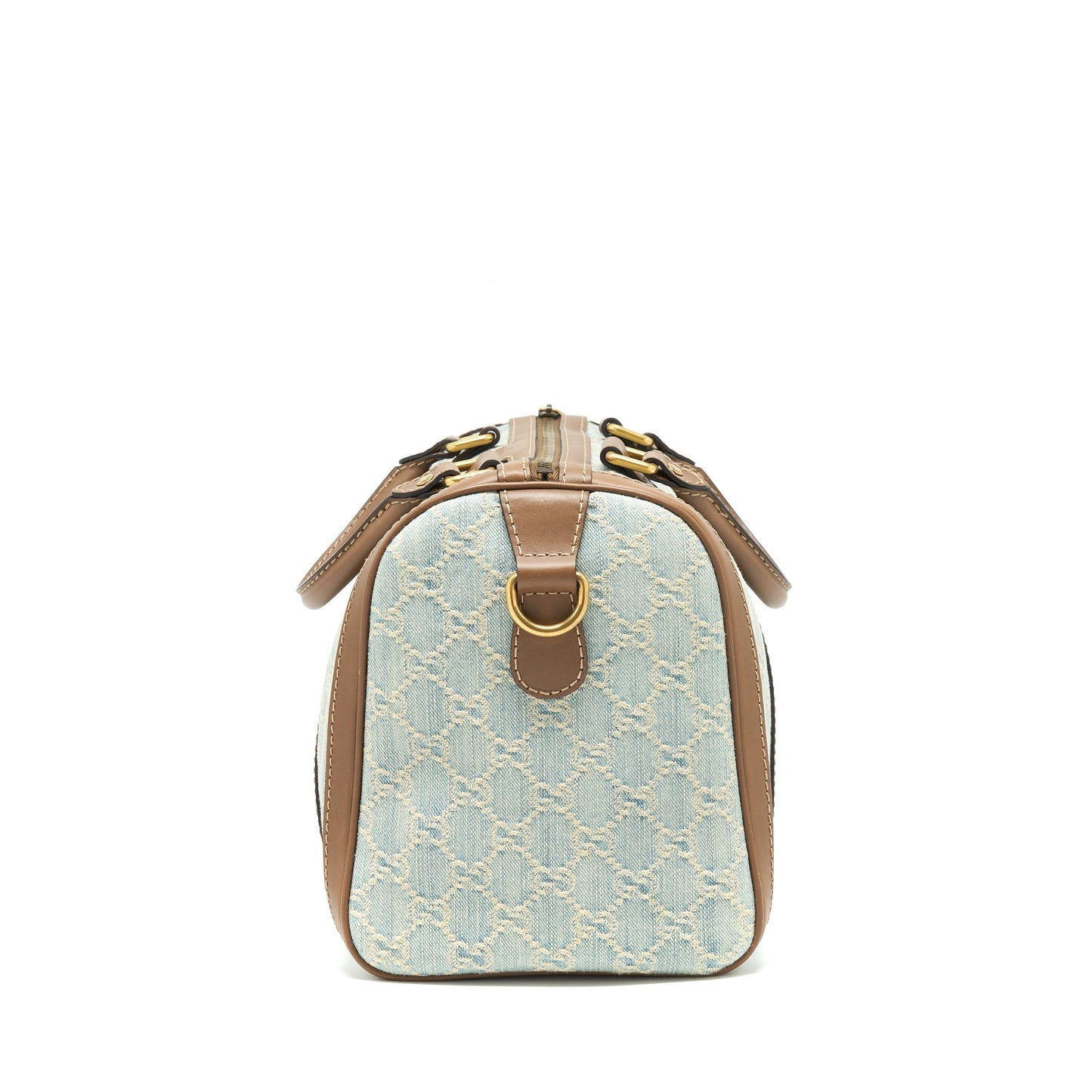 Gucci GG Denim Boston Bag With Cross Body Strap