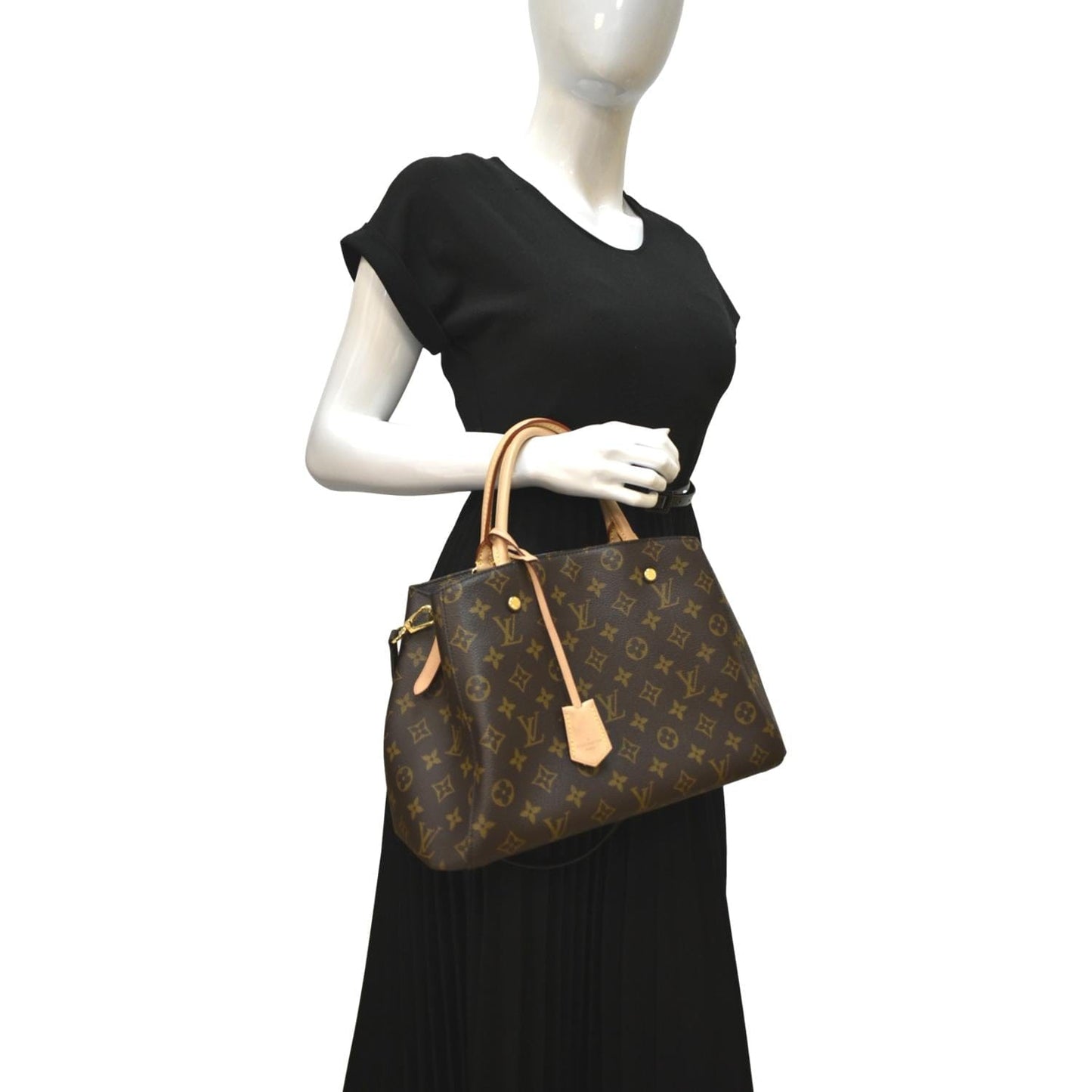 LOUIS VUITTON Montaigne MM Monogram Canvas Shoulder Bag Brown