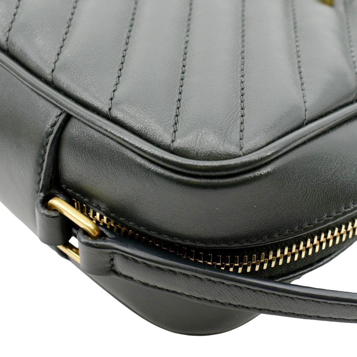 YVES SAINT LAURENT Lou Chevron Leather Camera Crossbody Bag Green