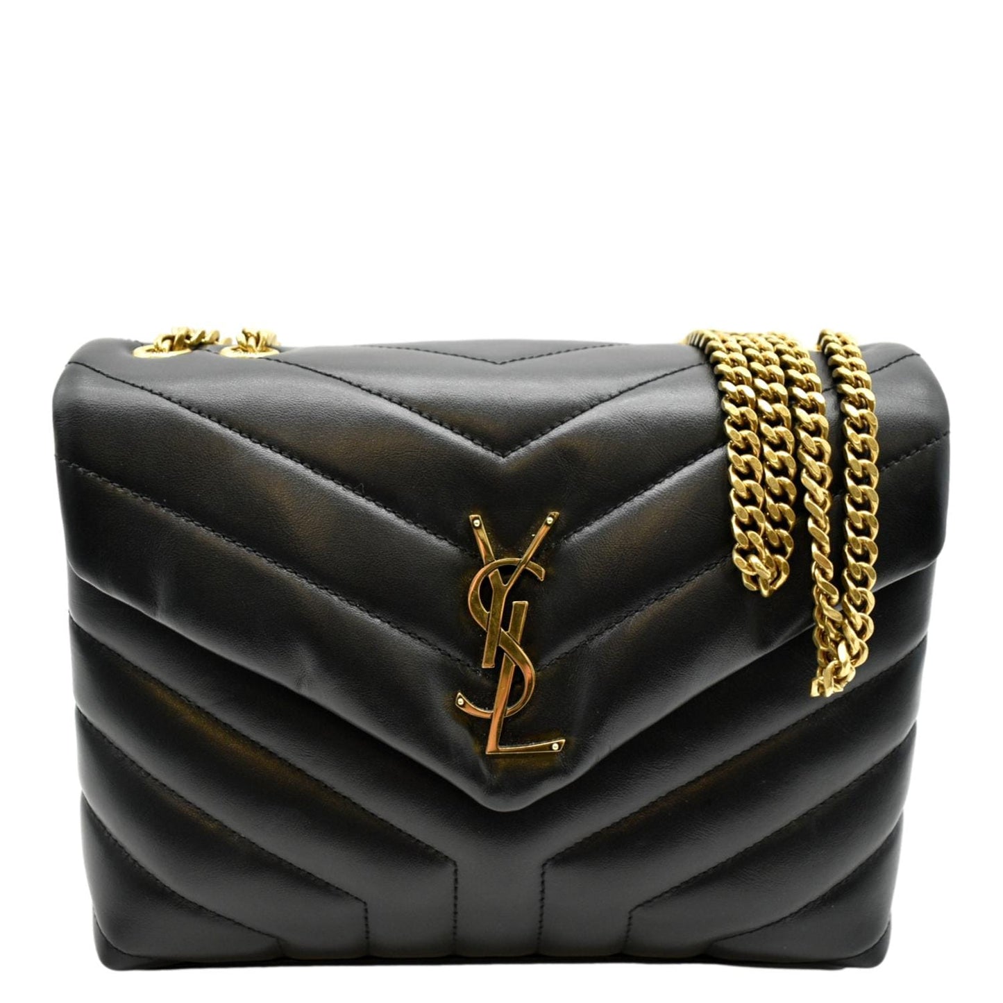 YVES SAINT LAURENT Loulou Small Matelasse Leather Chain Shoulder Bag Black