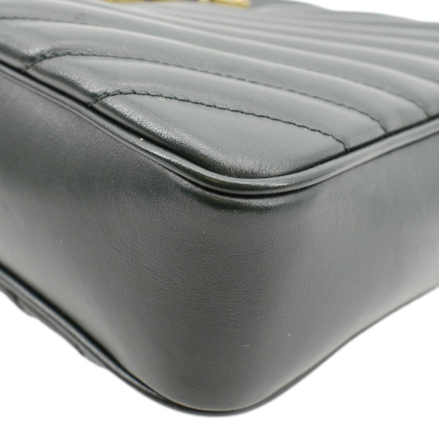 YVES SAINT LAURENT Lou Chevron Leather Camera Crossbody Bag Green