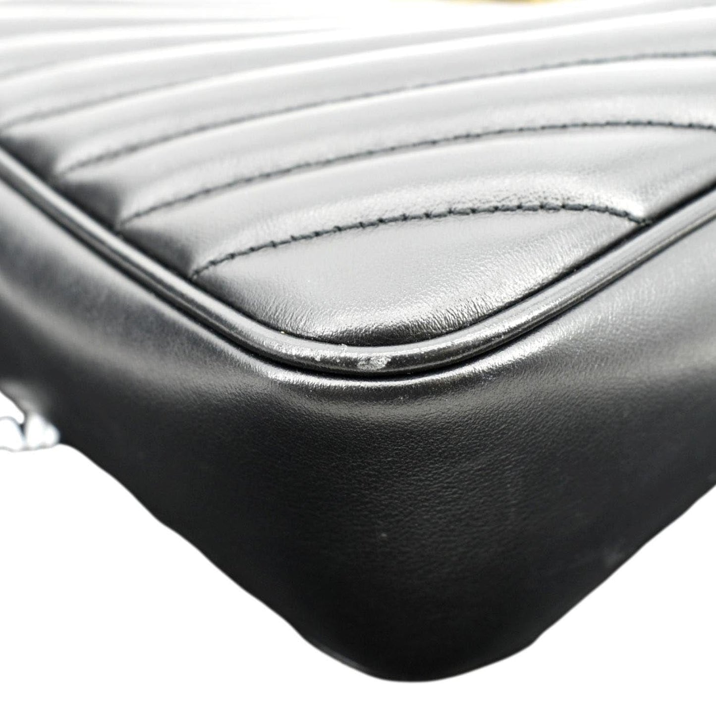 YVES SAINT LAURENT Lou Chevron Leather Camera Crossbody Bag Black