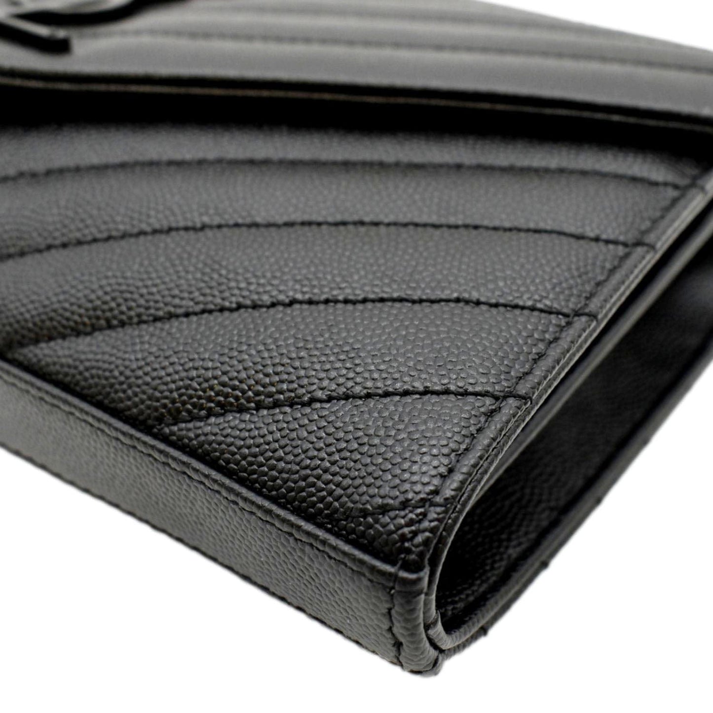 YVES SAINT LAURENT Cassandre Matelasse Chain Wallet Crossbody Bag Black