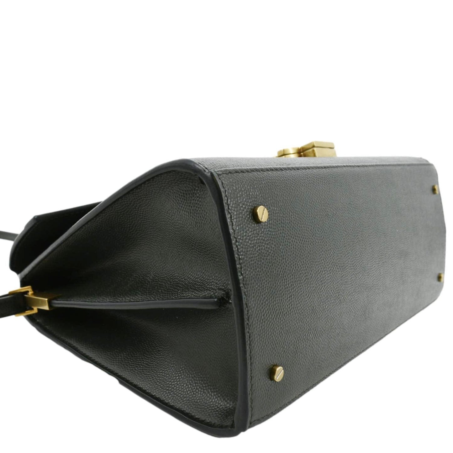 YVES SAINT LAURENT Cassandra Top Handle Leather Shoulder Bag Green