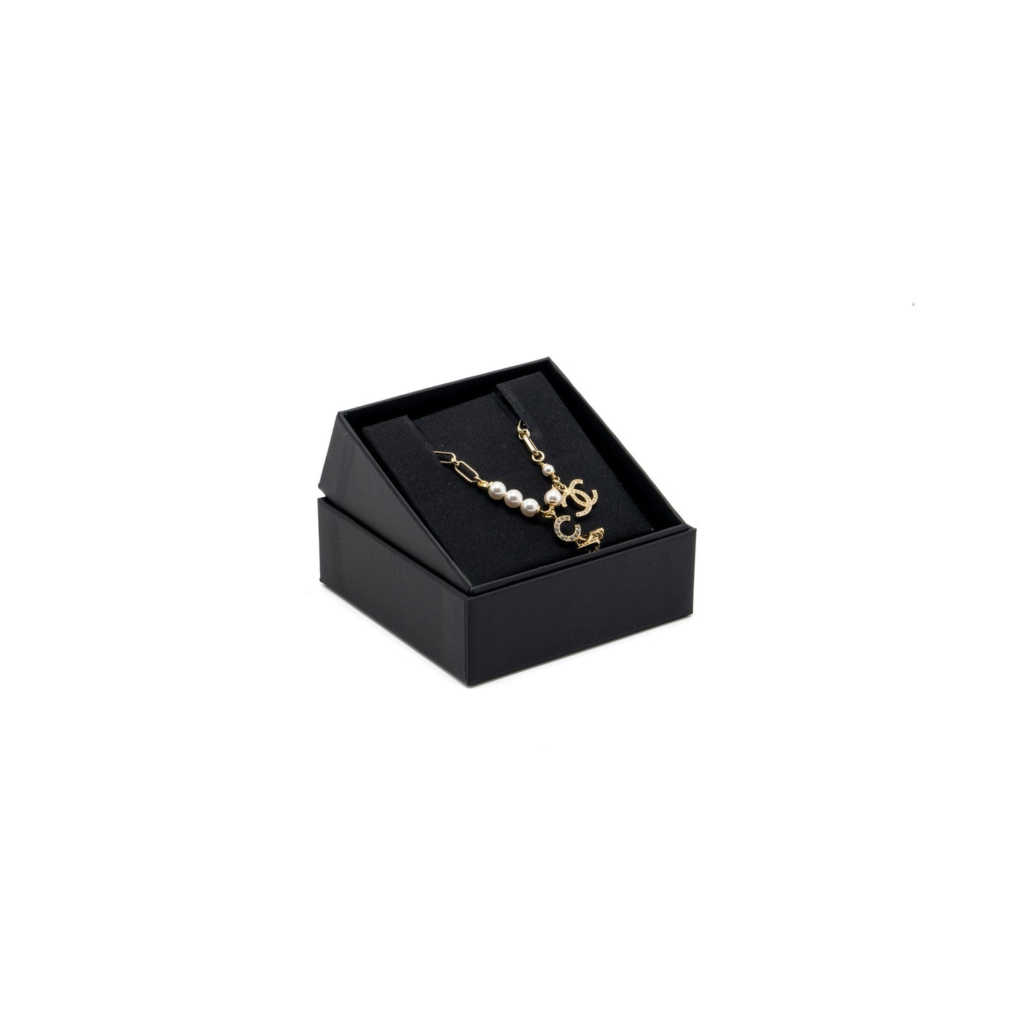 Chanel Ring Bracelet Letter/Pearl/Crystal Light Gold Tone