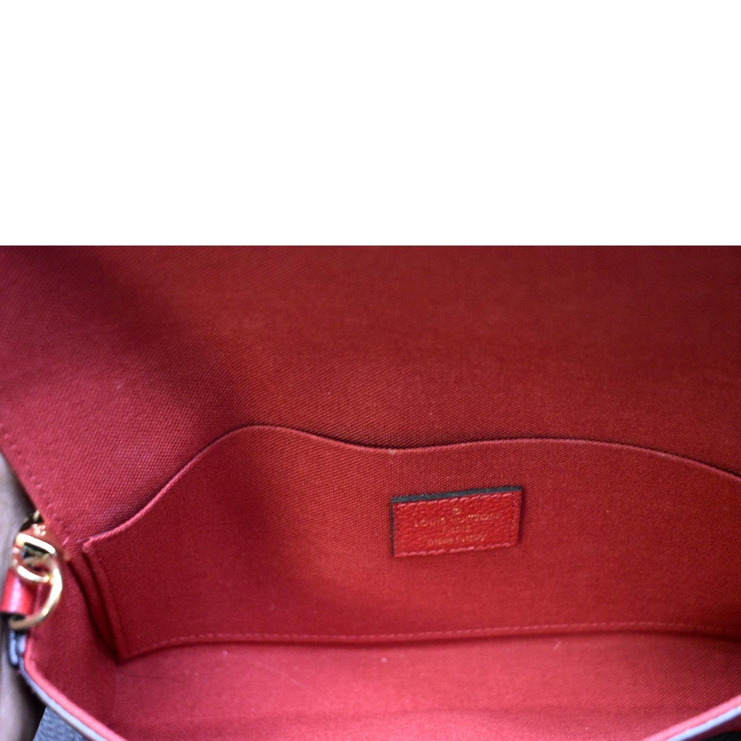LOUIS VUITTON Pochette Felicie Monogram Empreinte Chain Wallet Red