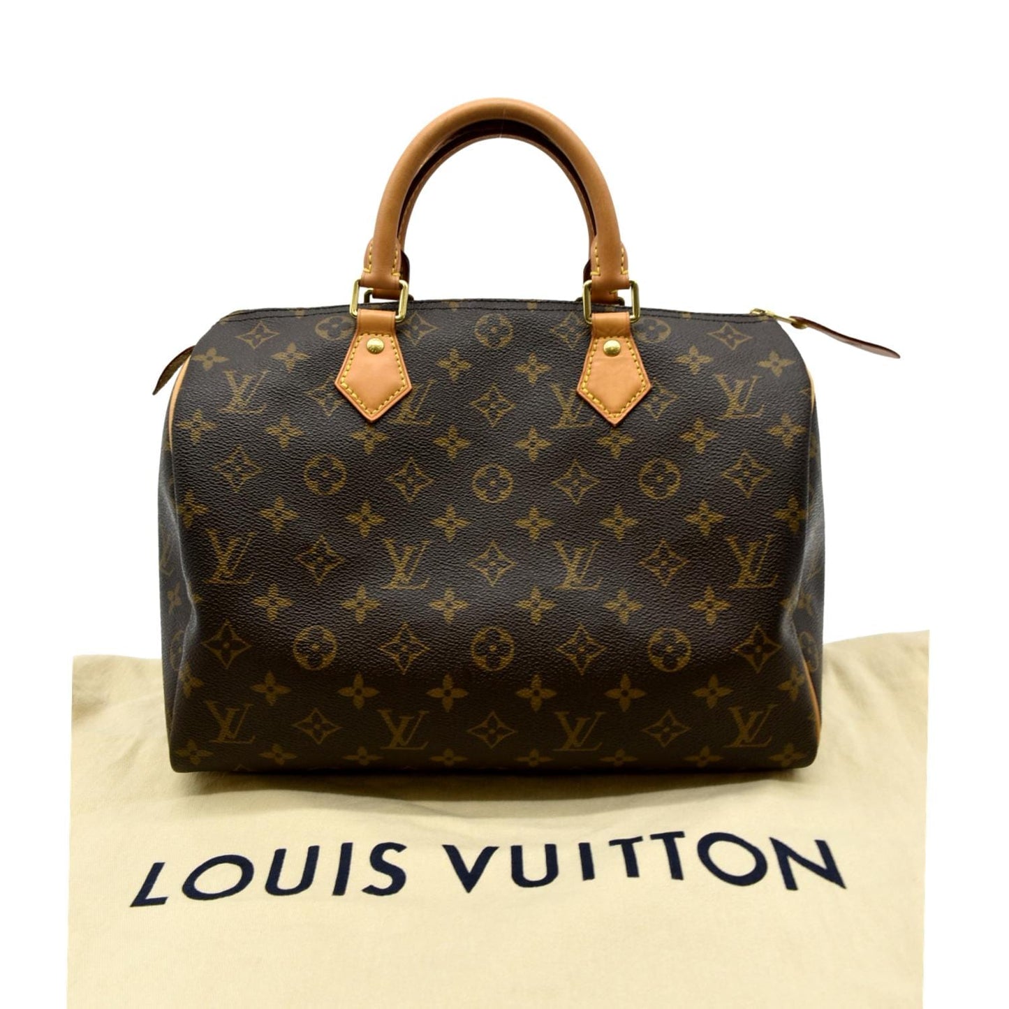 LOUIS VUITTON Speedy 30 Monogram Canvas Satchel Bag Brown