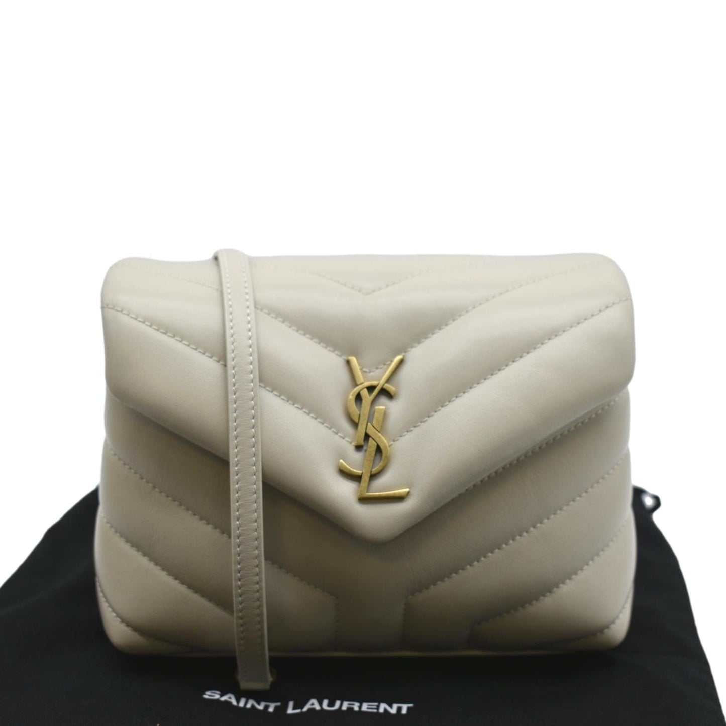 YVES SAINT LAURENT Toy Loulou Matelasse Leather Crossbody Bag Ivory